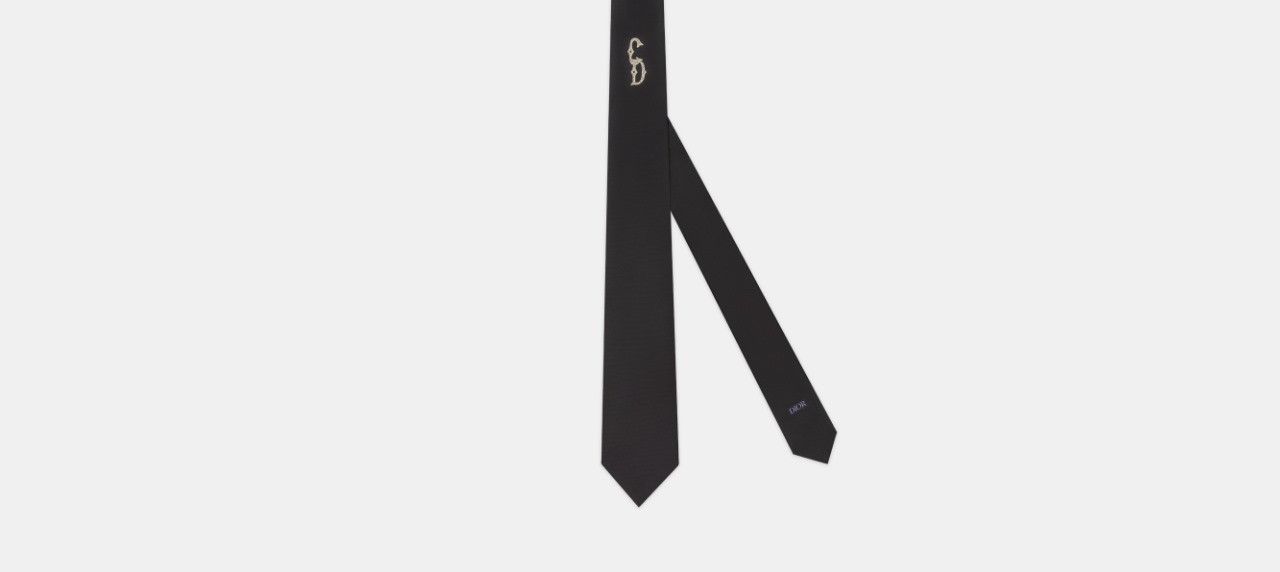 Dior o1w1db10824 Size: OS / Interlaced Signature Tie in Black Size ONE SIZE - 1 Thumbnail