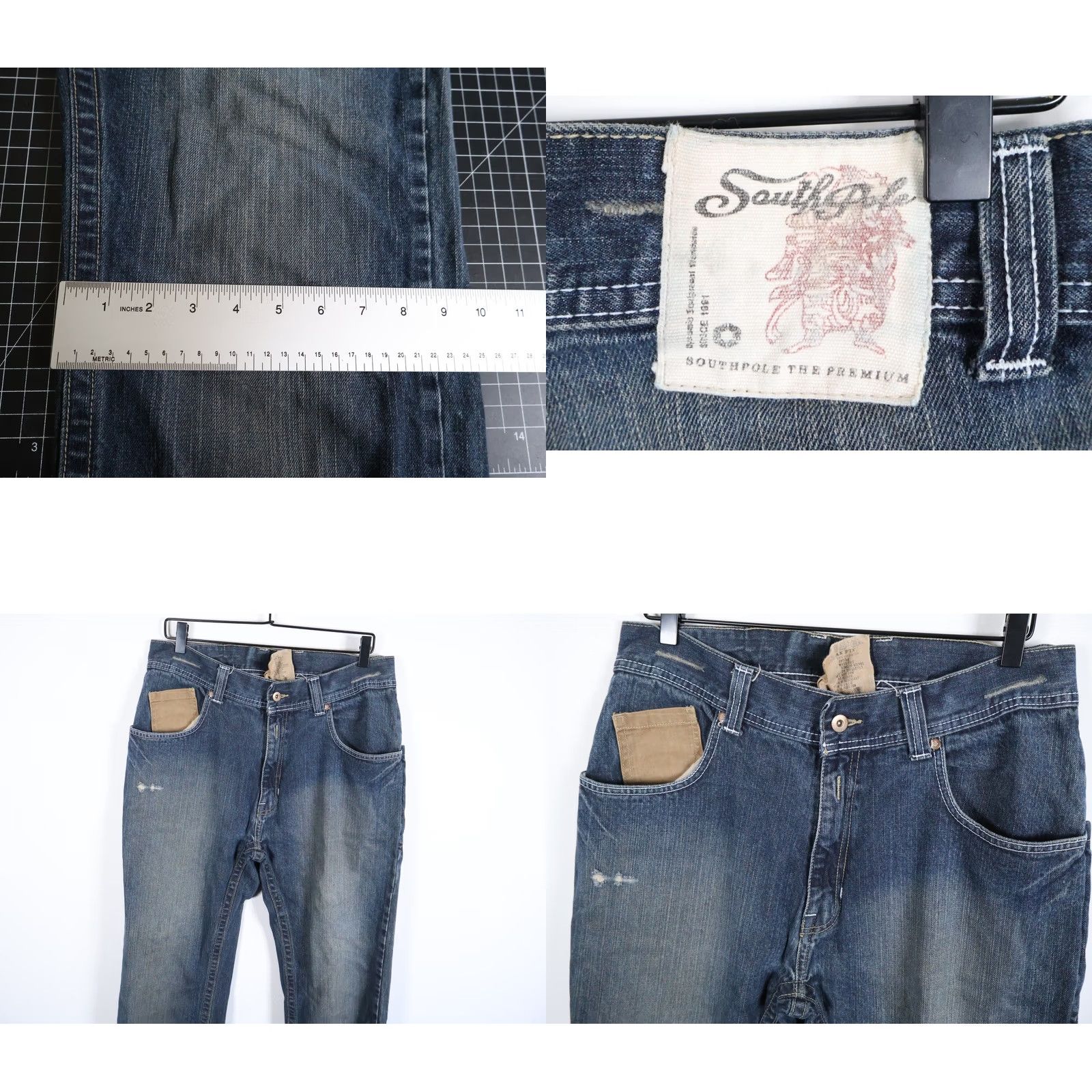 Southpole VINTAGE Southpole Jeans Men 32 x 30 Blue Denim Y2K Relaxed Fit VTG 34/32 Tag Straight 5-Pocket Design Jeans Mens Blue Denim 100% cotton Mid Rise Size US 33 - 9 Thumbnail