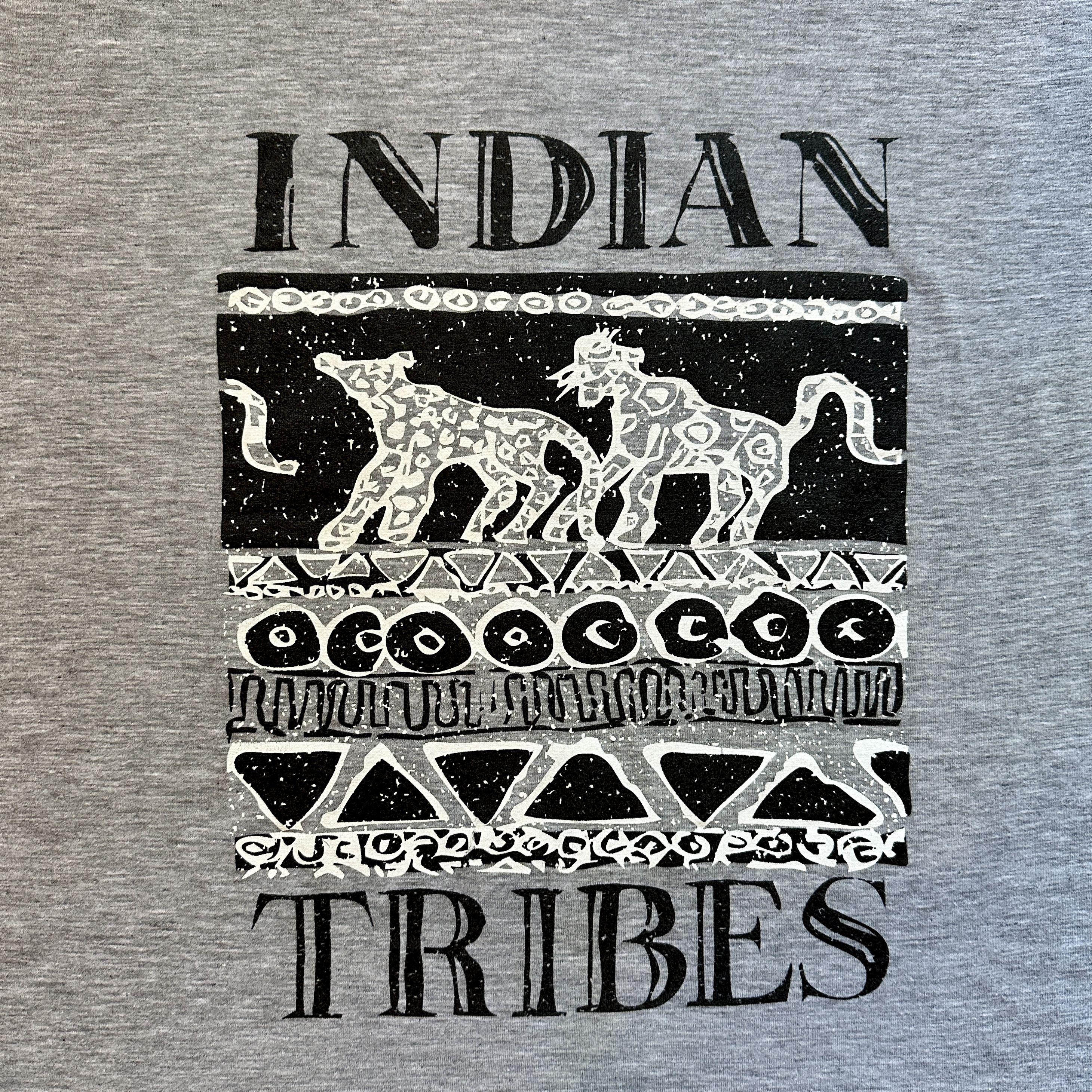 Vintage Gray Cotton Single Stitch T-Shirt Tribal Print Unisex TEE Size US S / EU 44-46 / 1 - 4 Thumbnail