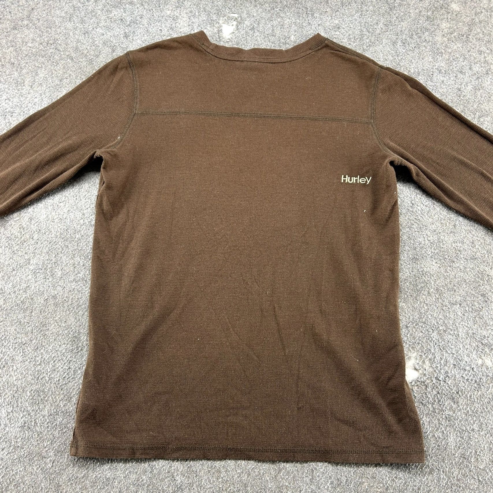 Hurley VINTAGE Hurley Shirt Mens L Brown Long Sleeve Thermal Waffle Knit Cotton Y2K Size US L / EU 52-54 / 3 - 6 Thumbnail