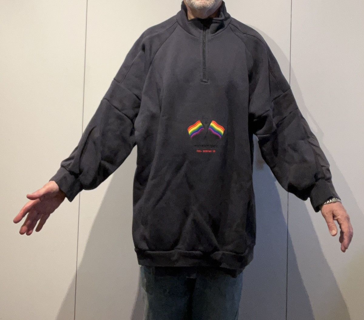 Balenciaga Balenciaga FW18 LGBTQ Flags Hybrid Sweat T-Shirt Size US S / EU 44-46 / 1 - 16 Thumbnail