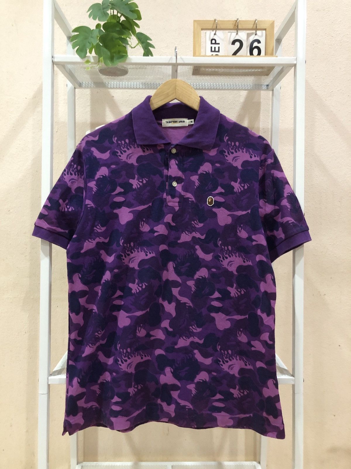 Bape BAPE Fire Camo Polo Shirts Purple Camo Flame A Bathing Ape Size US M / EU 48-50 / 2 - 1 Thumbnail