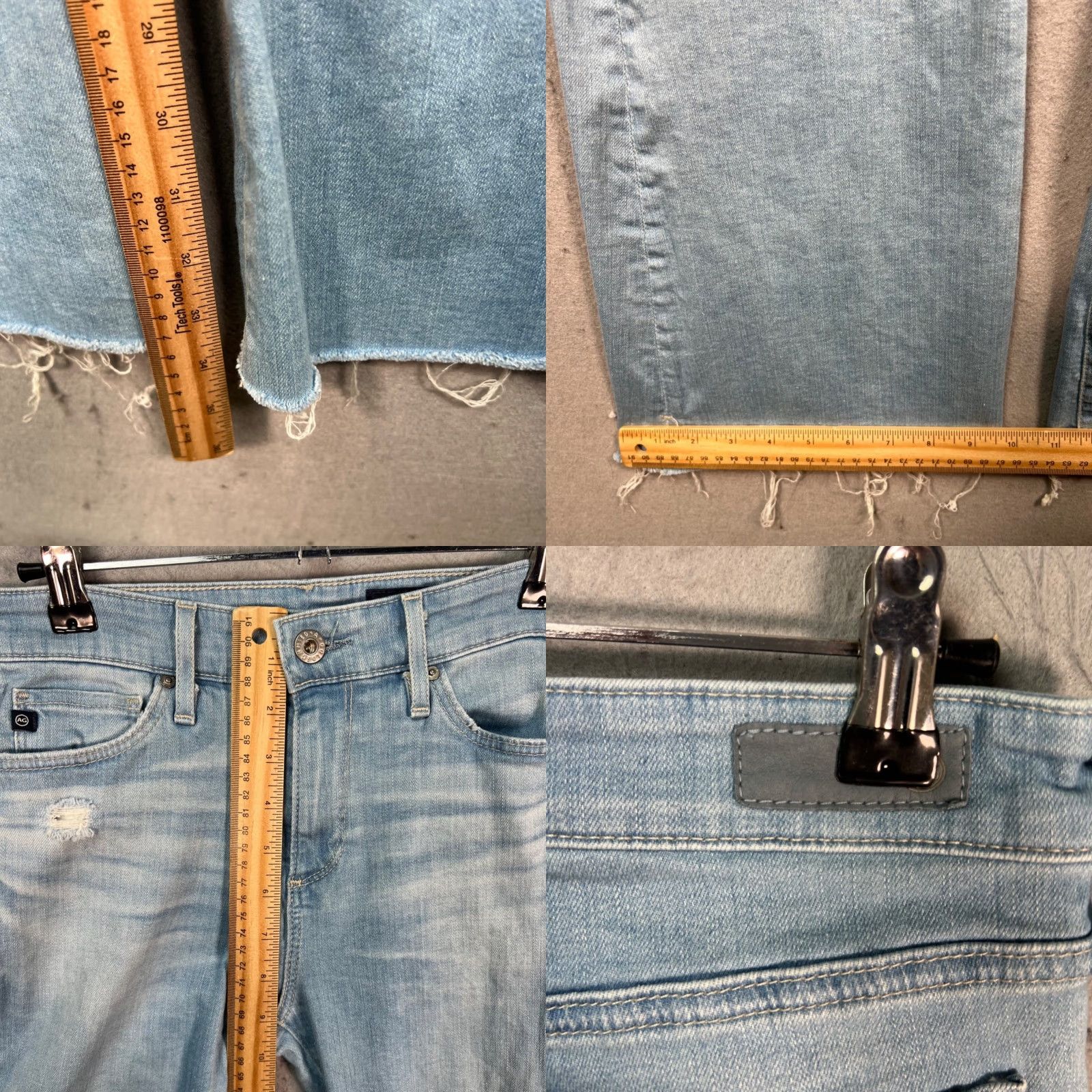 Vintage AG Adriano Goldschmied Jeans Flared 25 The Janis High Rise Light Wash Distressed 5-Pocket Womens Jeans Size 42" / US 20 - 8 Thumbnail