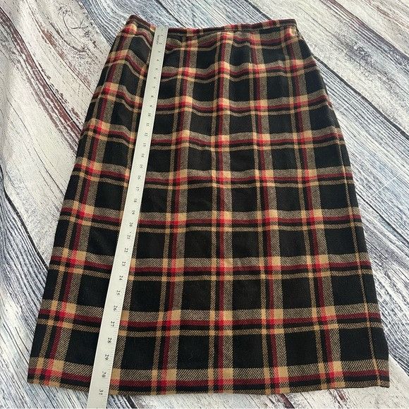 Other Vintage Sag Harbour Plaid Wool Blend Midi Skirt Size 38" / US 16 / IT 52 - 6 Thumbnail