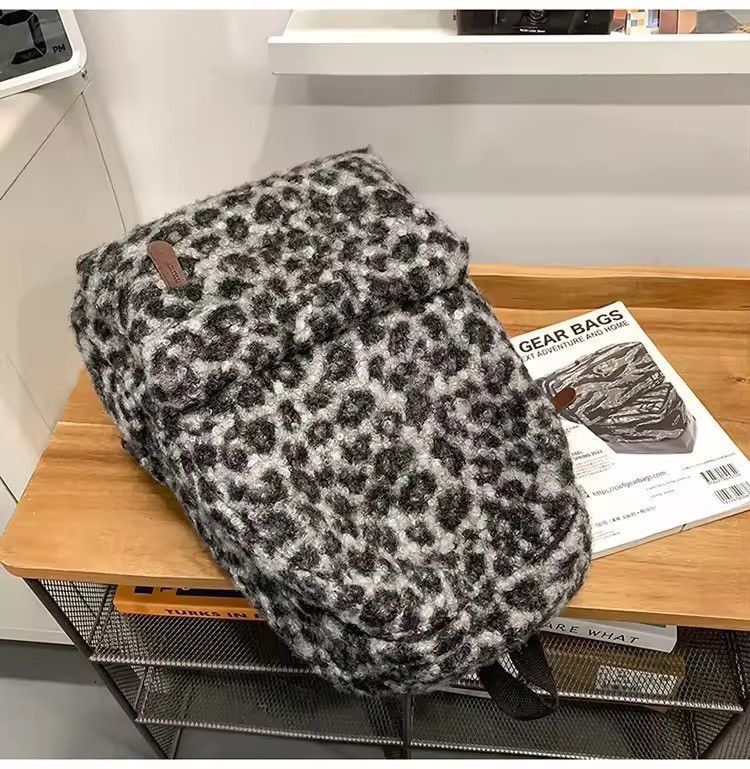 Japanese Brand Plush Leopard Print Backpack Size ONE SIZE - 6 Thumbnail