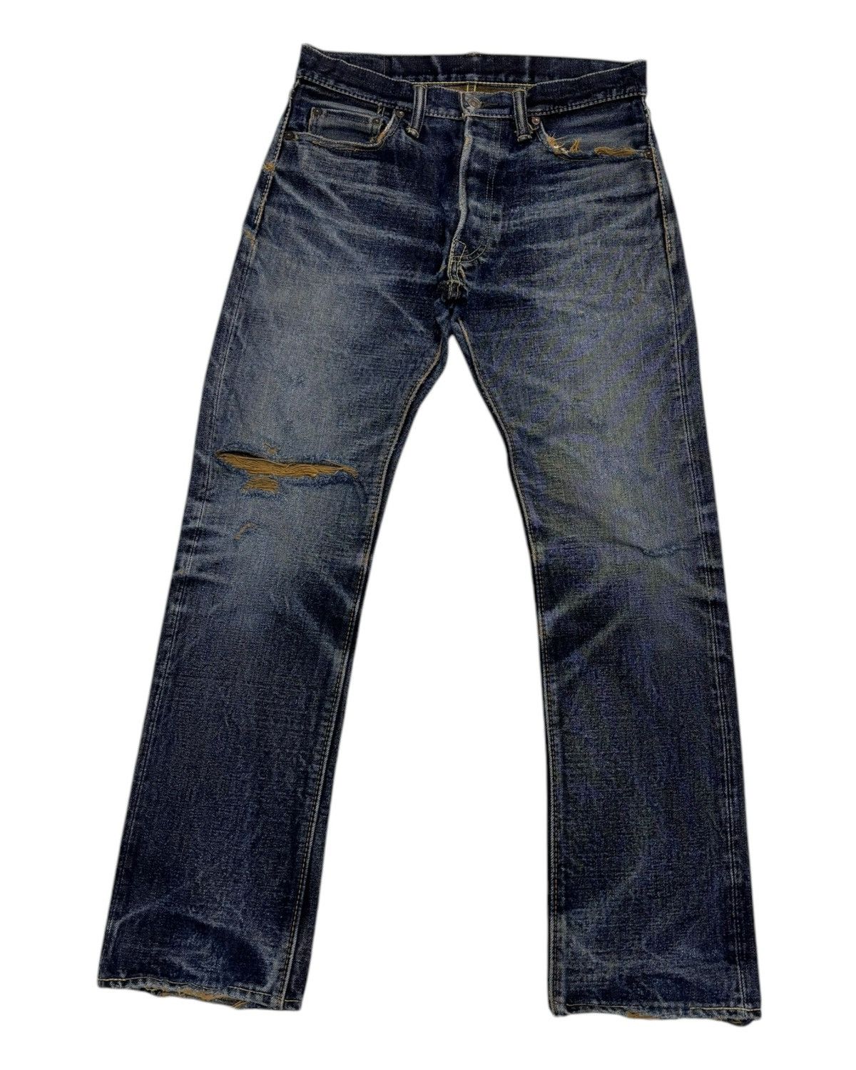 Self Edge × The Strike Gold THE STRIKE GOLD SELVEDGE DISTRESSED DENIM JEANS Size US 30 / EU 46 - 8 Thumbnail