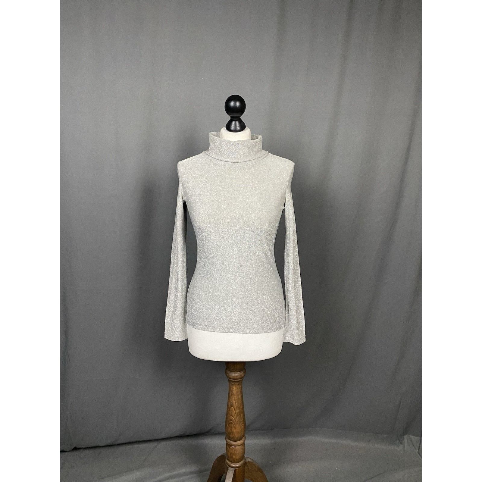 Versus Versace Versus Versace Vintage Women's Gray Lurex Turtleneck Sweater Size S / US 4 / IT 40 - 3 Thumbnail