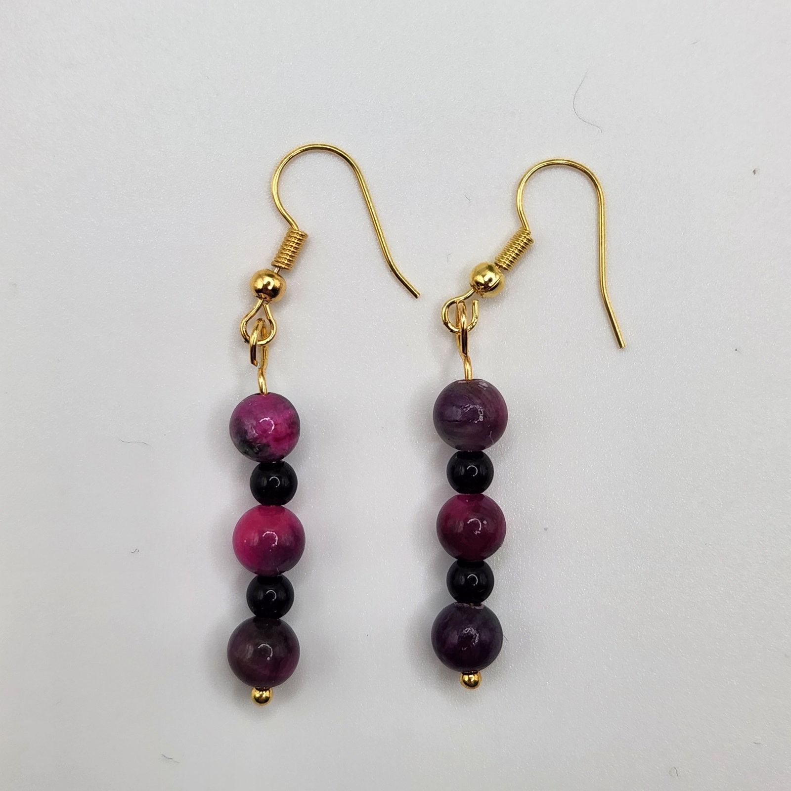 Other Handmade Multicolored Jade and Black Amethyst Earrings 2" Size ONE SIZE - 4 Thumbnail