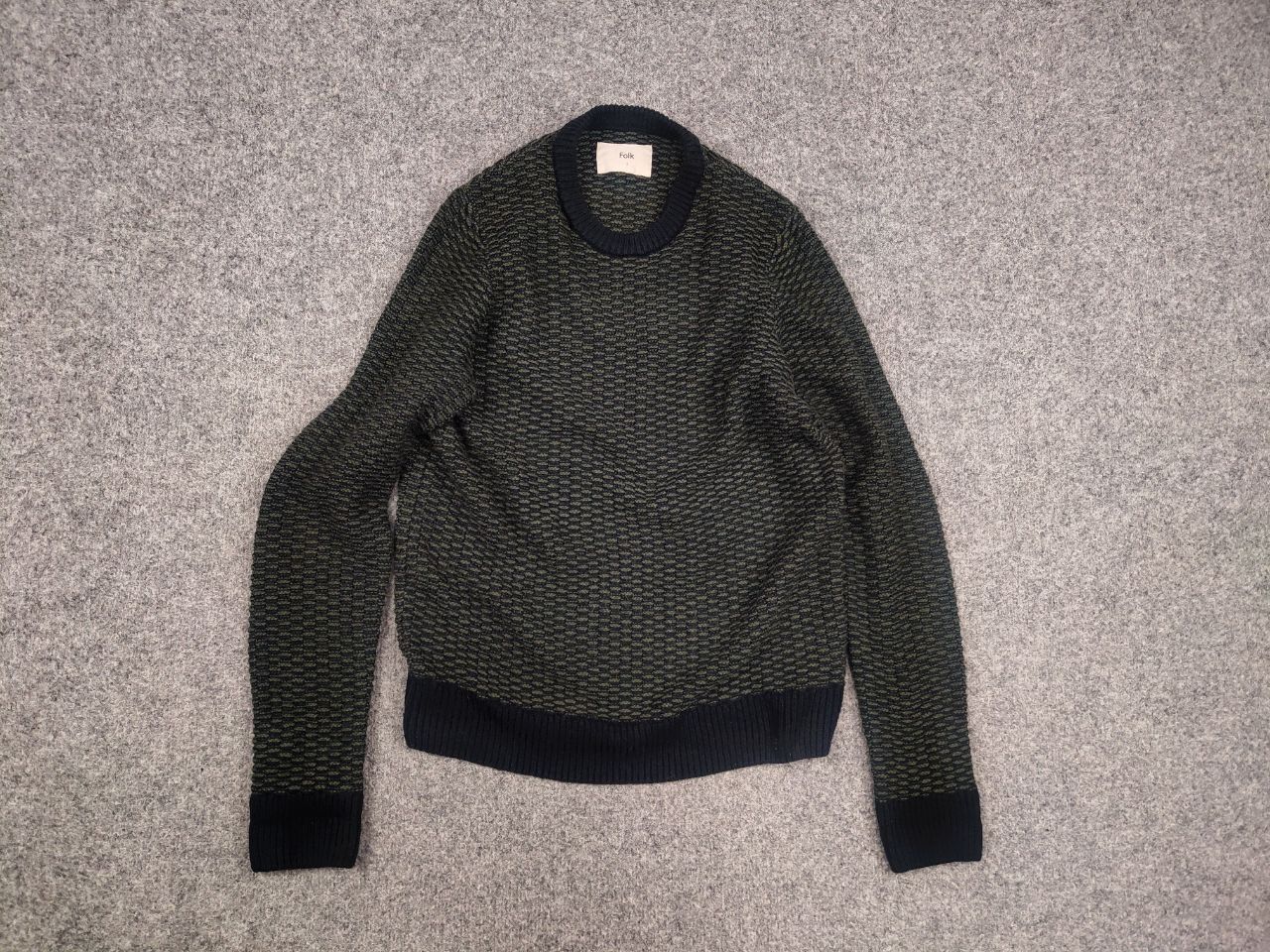 Folk Folk Design Dark Green Black Blend Knit Sweater Vintage Size US S / EU 44-46 / 1 - 8 Thumbnail