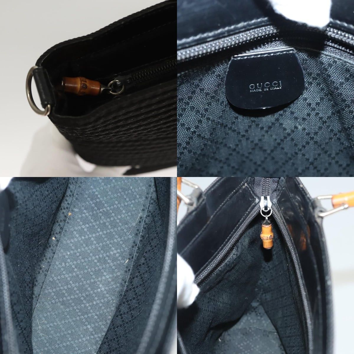 Gucci GUCCI Bamboo Handbag Canvas Black Silver 000 1998 000 1998 Size ONE SIZE - 11 Thumbnail