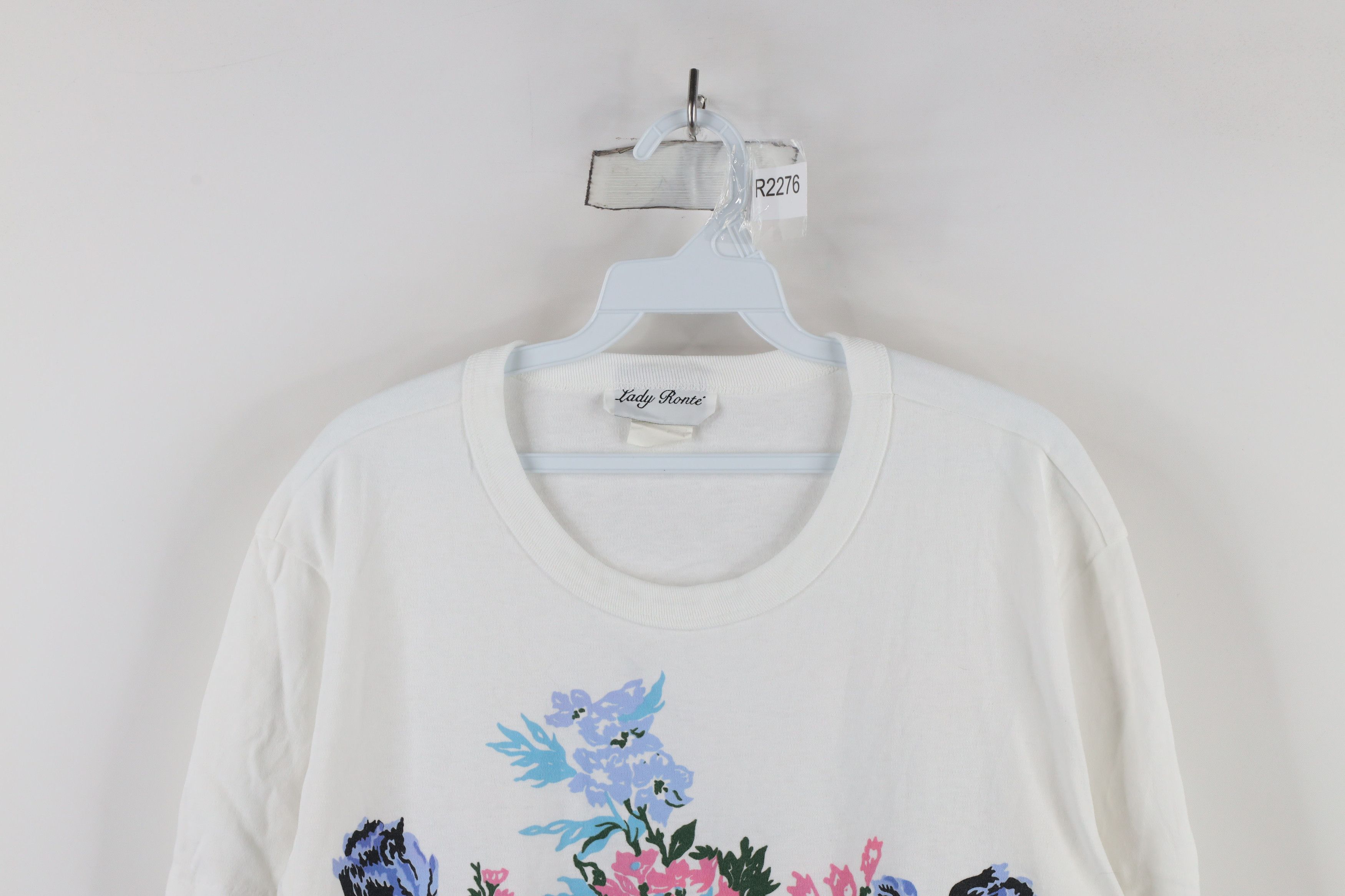 Vintage Vintage 90s Streetwear Floral Short Sleeve T-Shirt White USA Size L / US 10 / IT 46 - 2 Thumbnail
