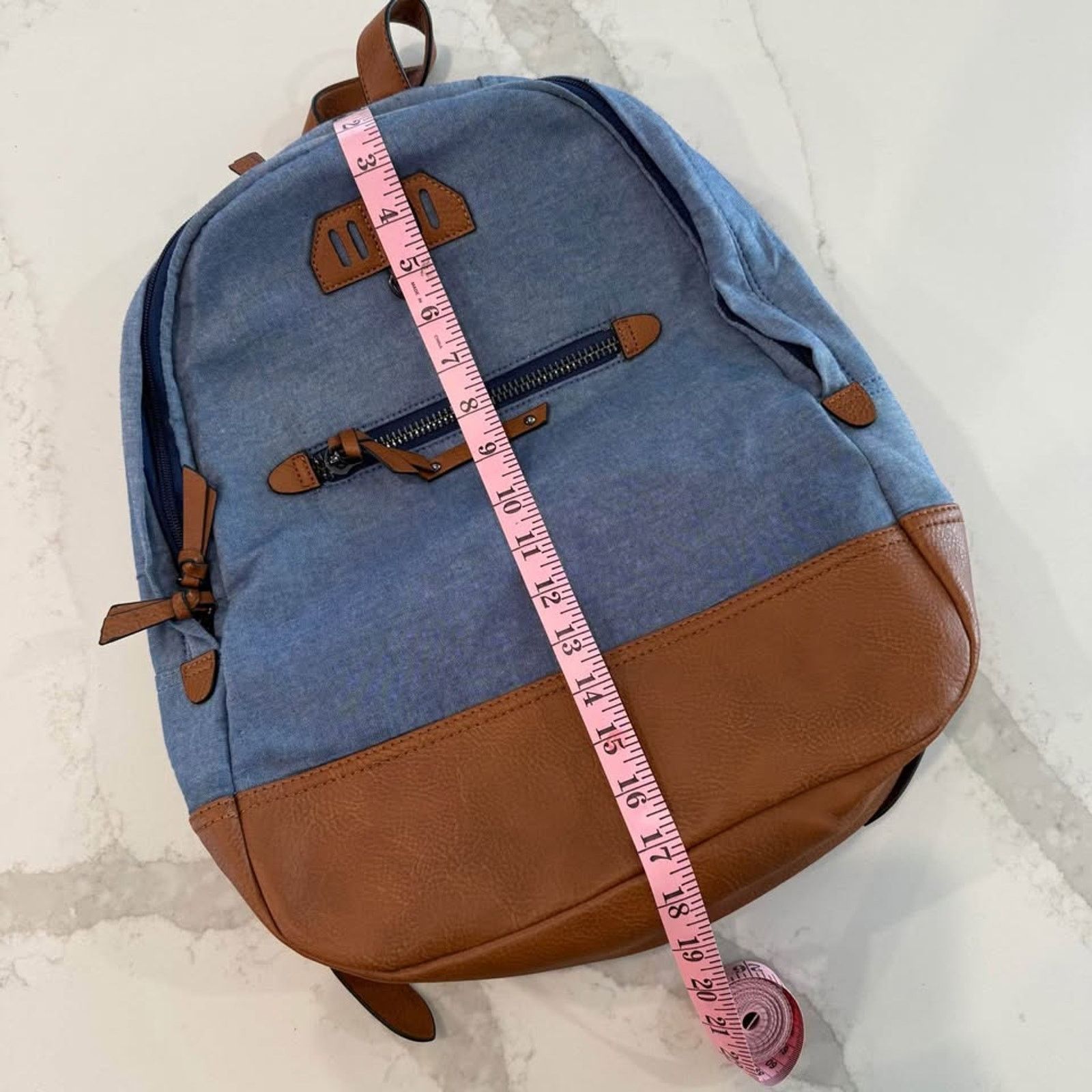 Aldo Aldo Denim Chambray Backpack Adjustable Strap Laptop Pocket Size ONE SIZE - 10 Thumbnail
