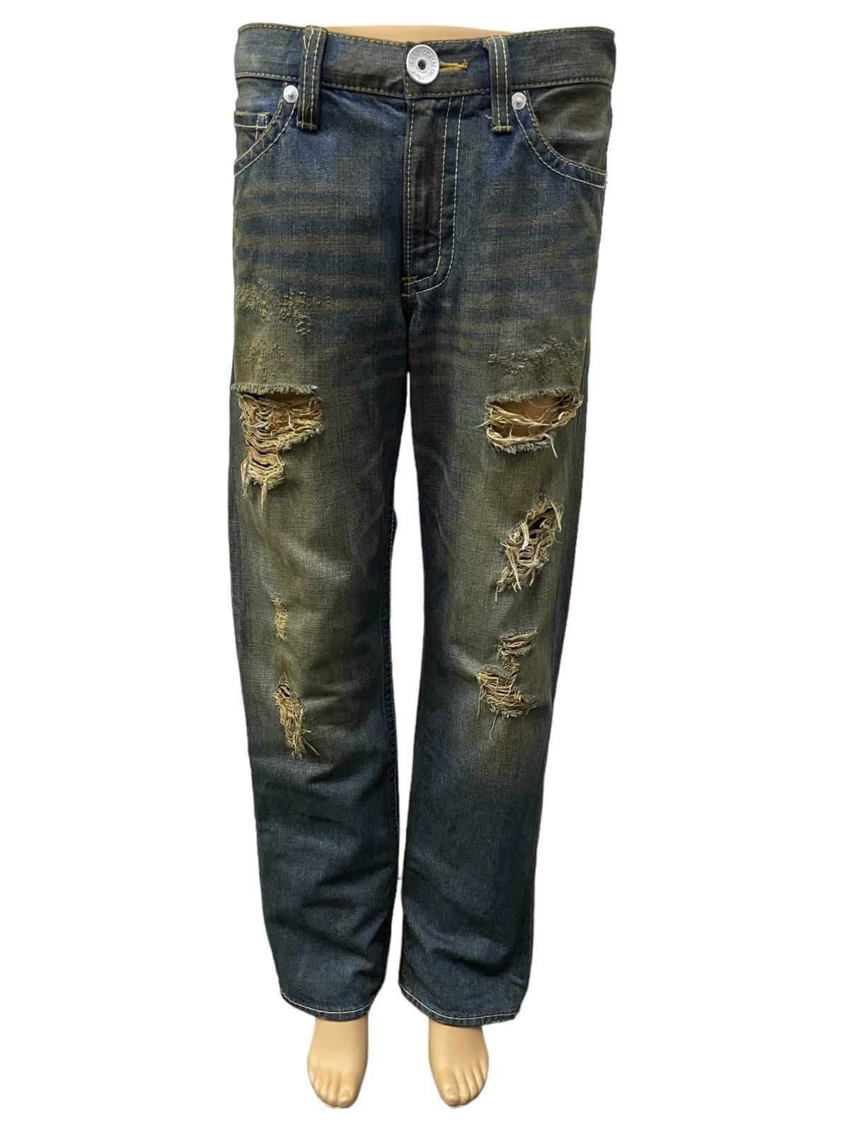 Hysteric Glamour × In The Attic Co&Lu Japan Mud Wash Distressed Jeans Size US 30 / EU 46 - 3 Thumbnail