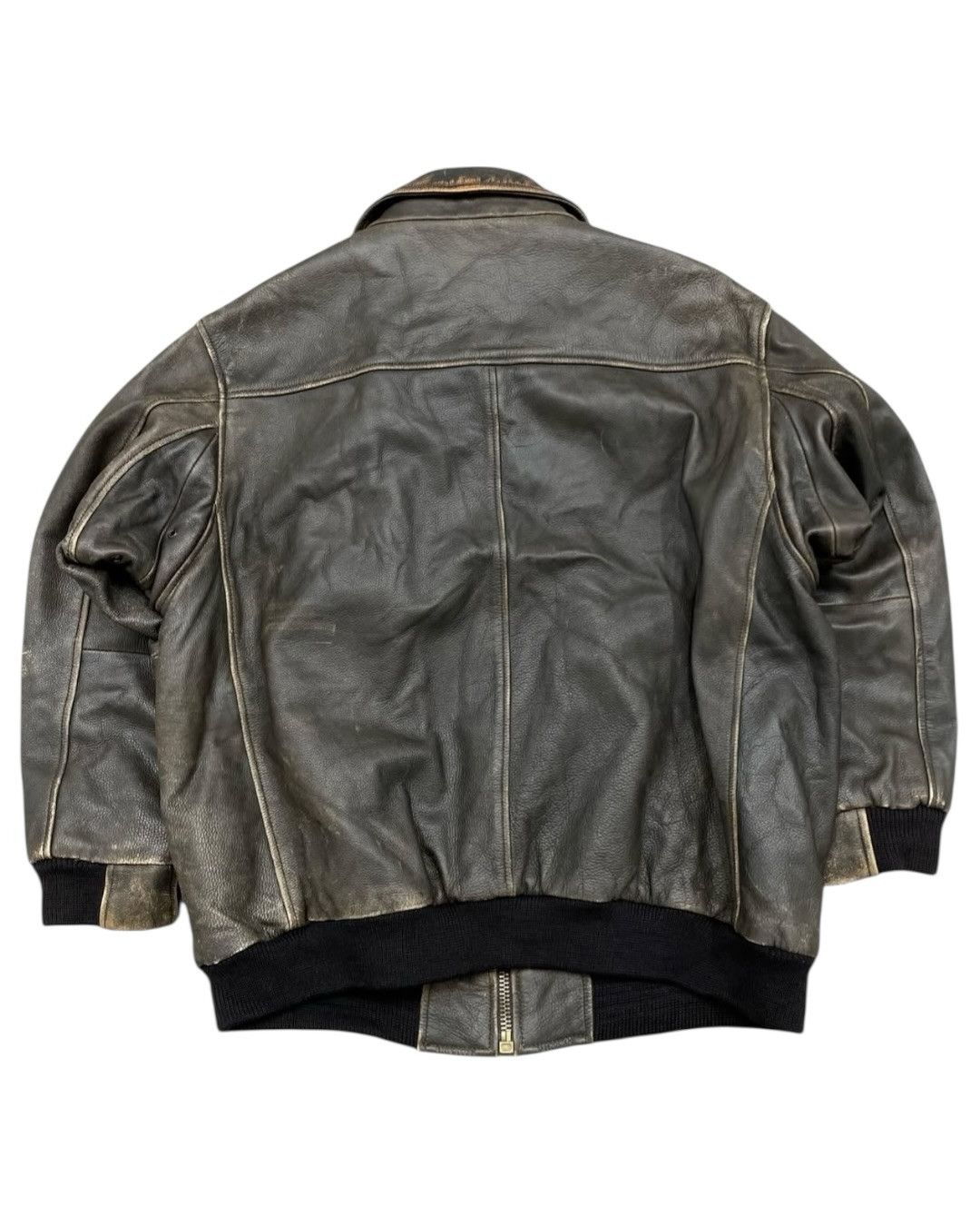 Genuine Leather Vintage Grizzly Leather Bomber Jacket Distressed 90s Size US L / EU 52-54 / 3 - 3 Thumbnail
