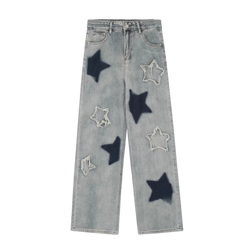Japanese Brand × Jean Star embroidered American straight wide-leg jeans y2k Size US 32 / EU 48 - 1 Thumbnail