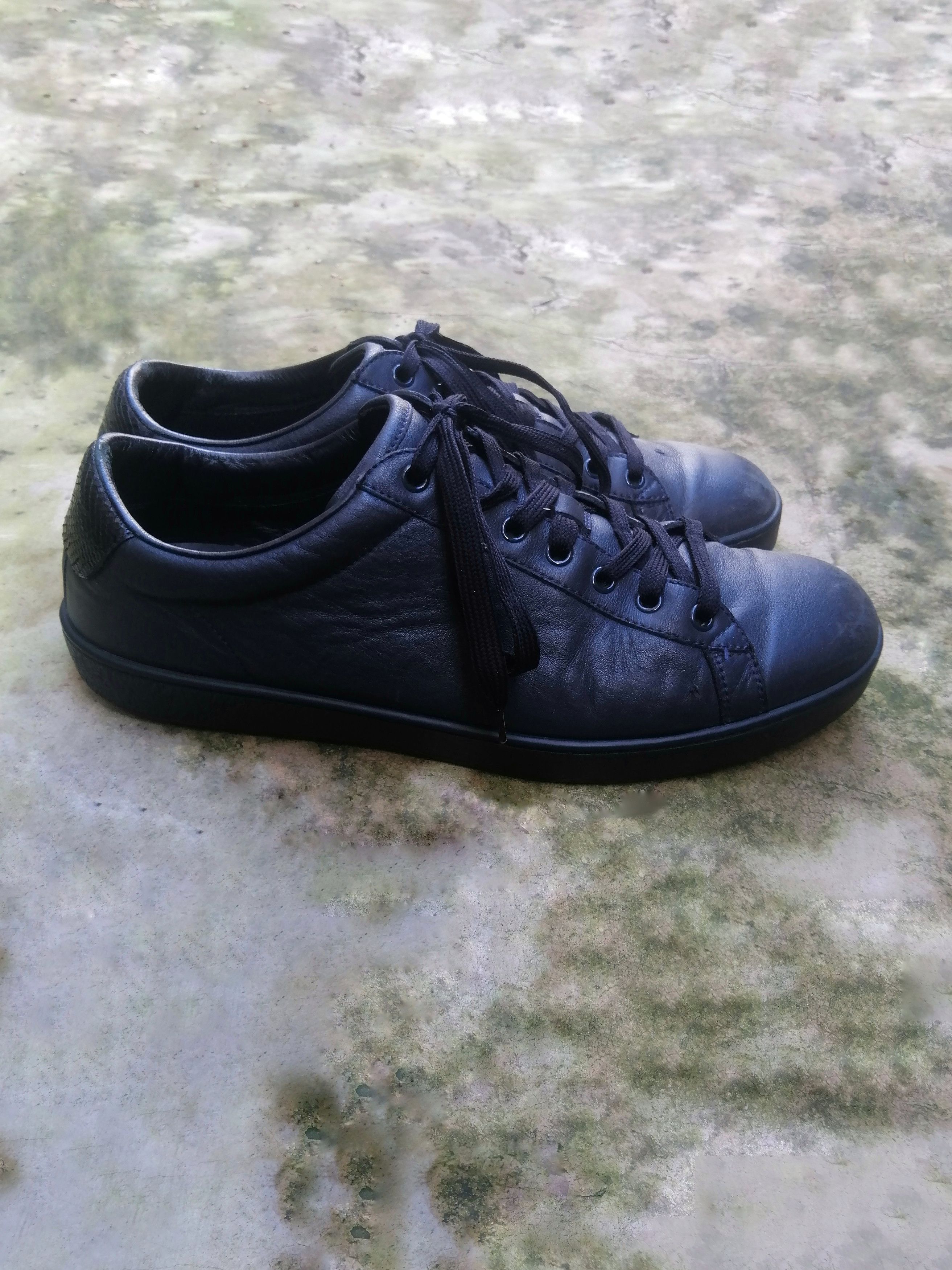 Gucci Gucci Ace Dark Blue Leather Low Sneakers Size 9.5 Size US 9.5 / EU 42-43 - 4 Thumbnail