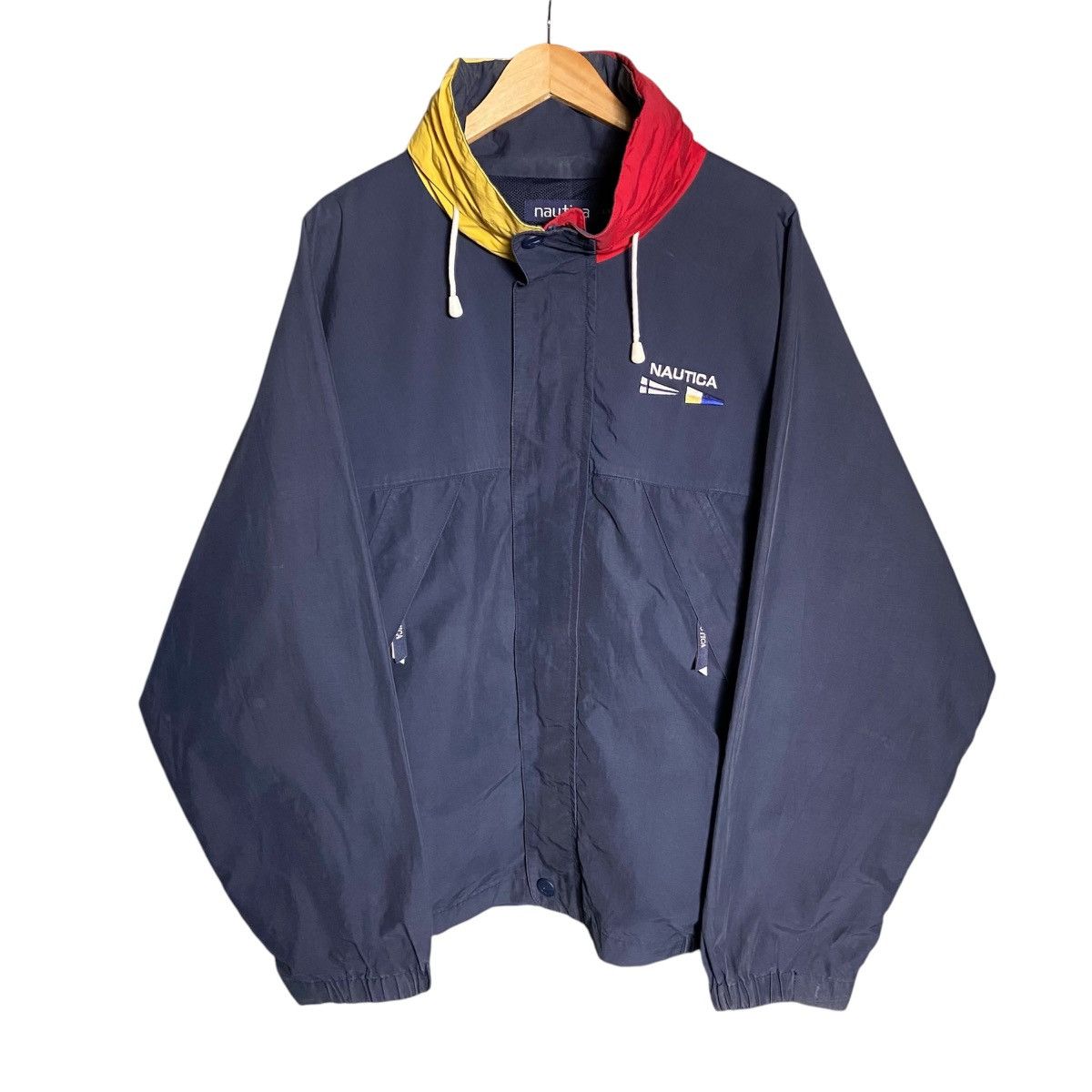 Nautica × Vintage Vintage 90s Nautica Windbreaker Hoodie Jacket Size US XL / EU 56 / 4 - 1 Thumbnail