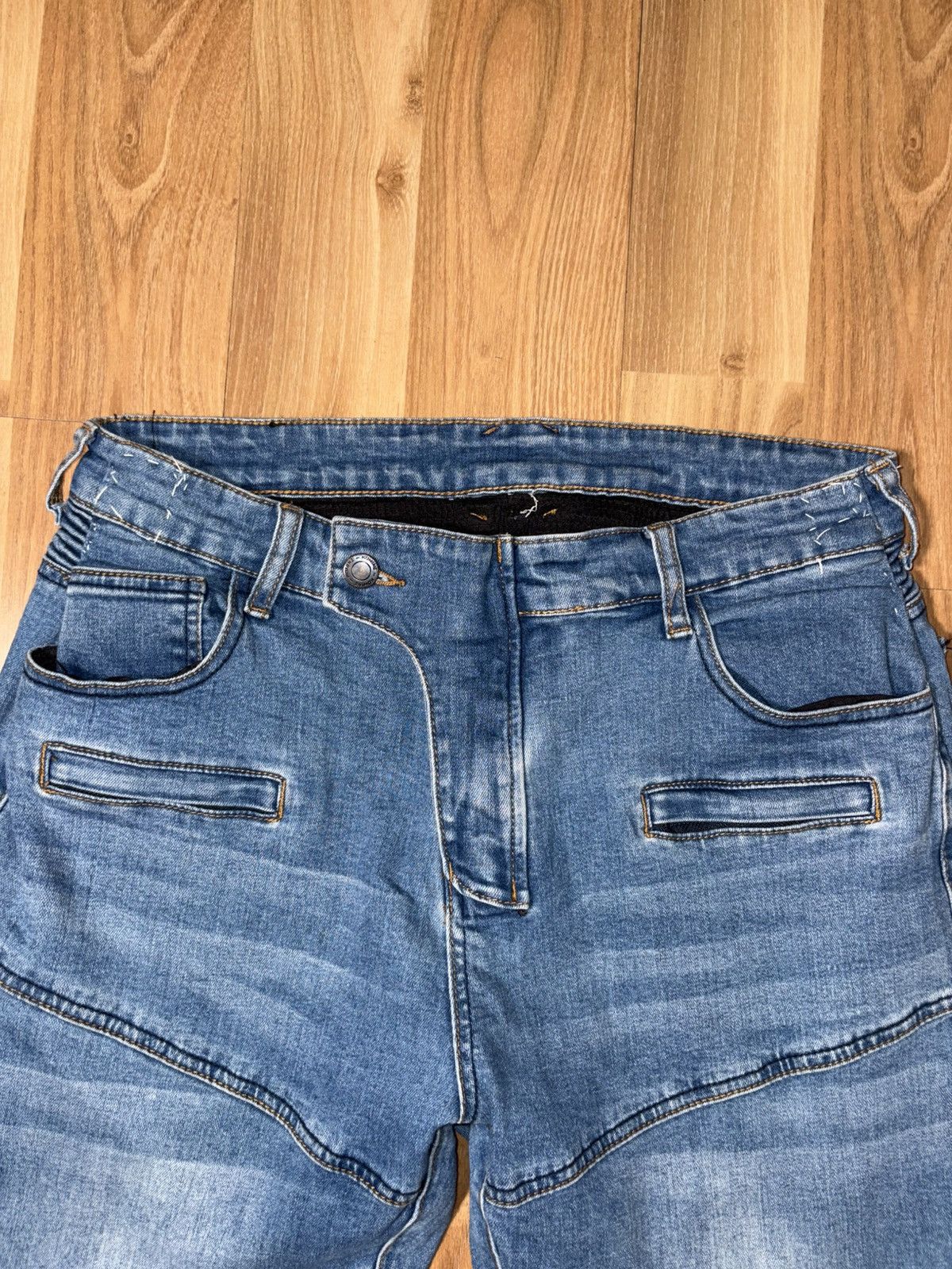 Japanese Brand Balmain Biker Style Distressed jeans Panelled Moto Denim Size US 36 / EU 52 - 3 Thumbnail