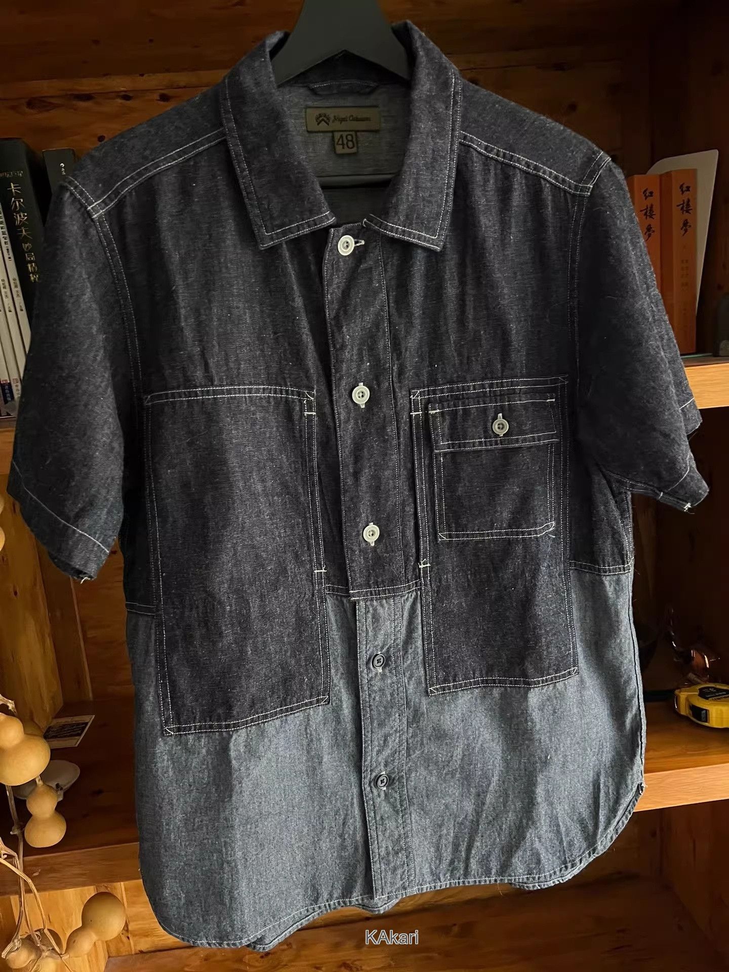 Nigel Cabourn Nigel Cabourn Denim Patchwork Short Shirt Size US M / EU 48-50 / 2 - 2 Thumbnail