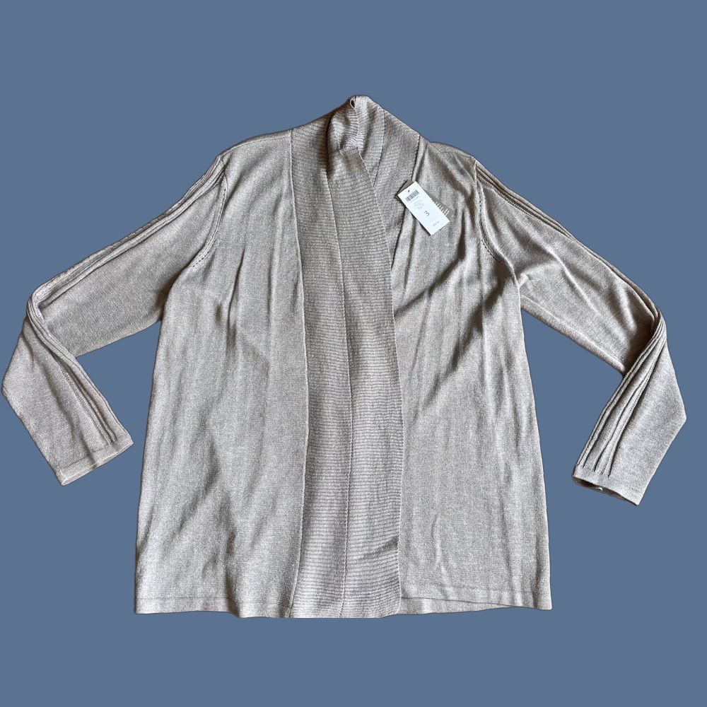 Vintage Chico’s Cardigan Sweater Women's XL Beige Glitter Open V-Neck Long Sleeve Knit Bohemian Retro Size XL / US 12-14 / IT 48-50 - 1 Thumbnail