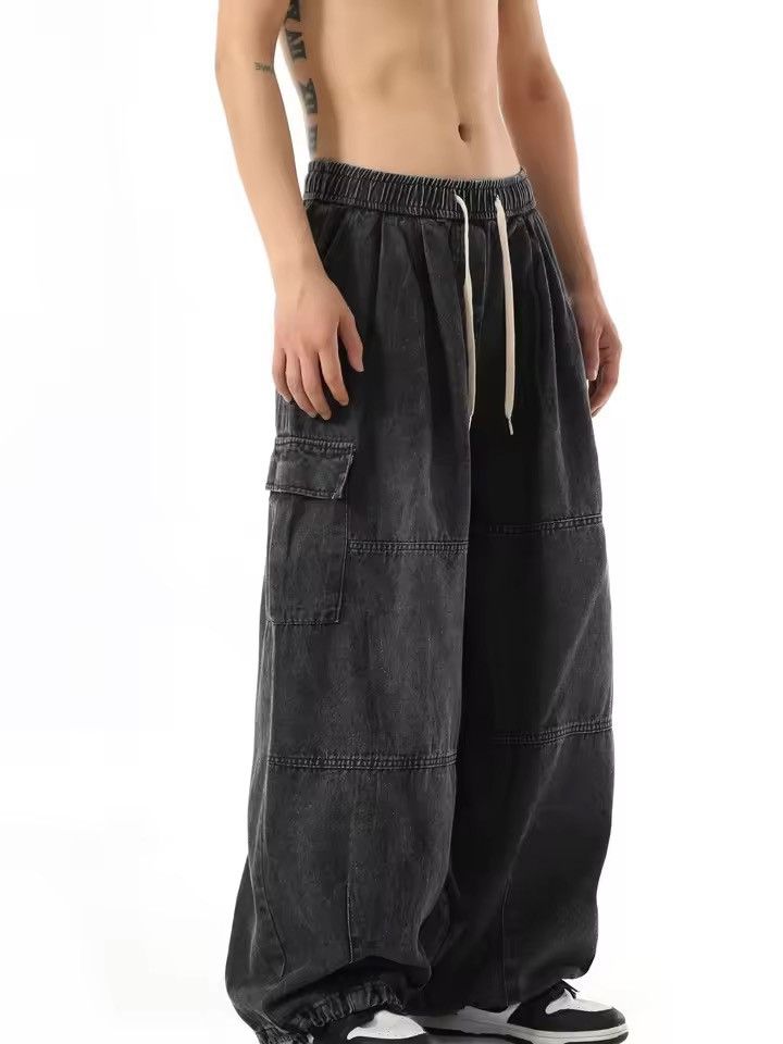 Japanese Brand Black Baggy Cargo SweatPant Size US 27 - 3 Thumbnail