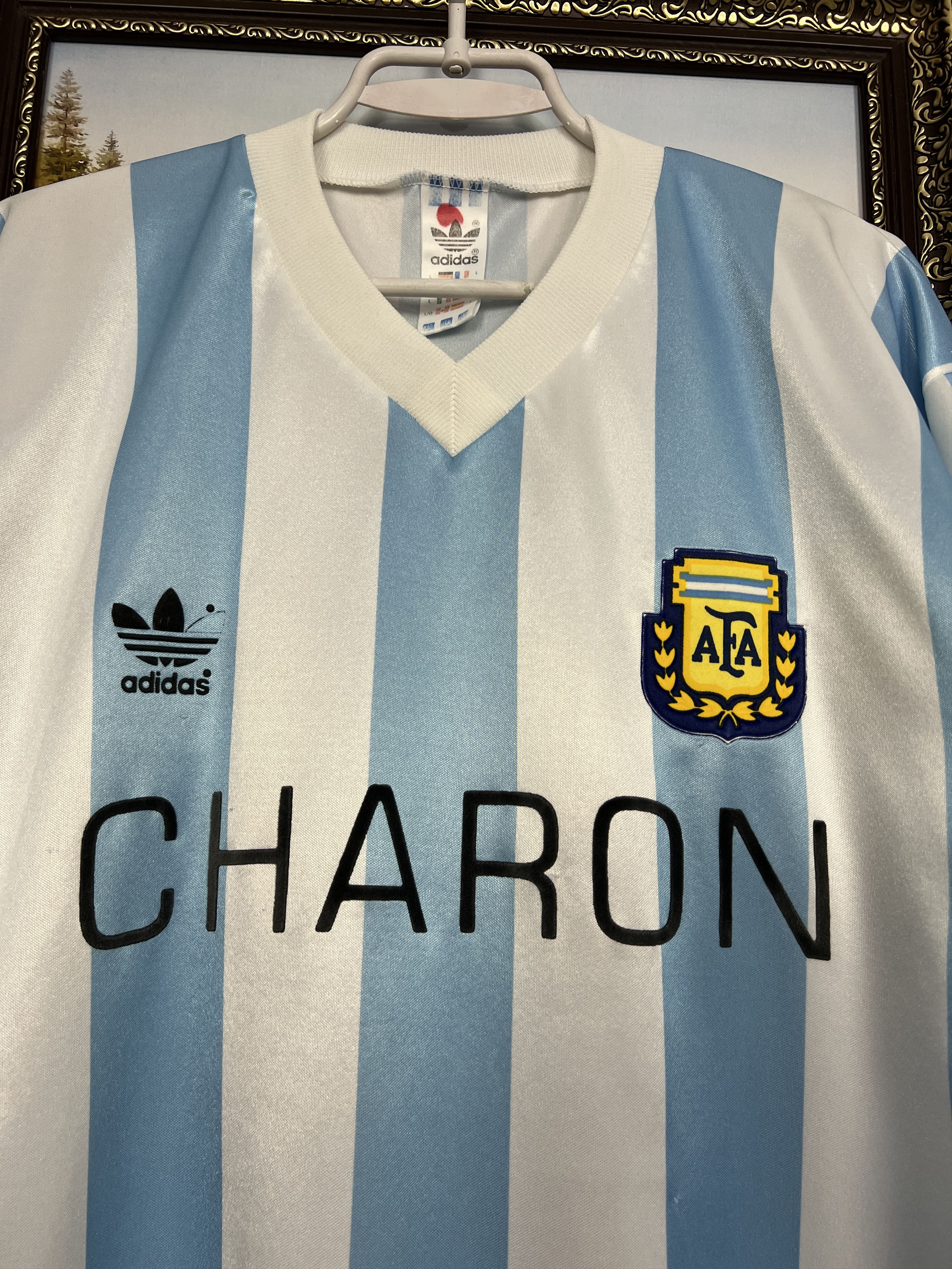 Adidas Argentina Home football shirt 1990 Soccer #11 Jersey Trikot Size US L / EU 52-54 / 3 - 3 Thumbnail