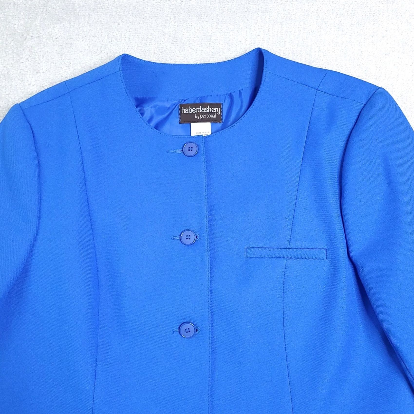 Vintage VINTAGE Haberdashery By Personal 5 Button Blue Blazer Jacket Women's 16 USA Made Jacket Blazer Women 16 Blue USA 80s 90s Classic Mens Womens Girls Size XXL / US 16-18 / IT 52-54 - 3 Thumbnail