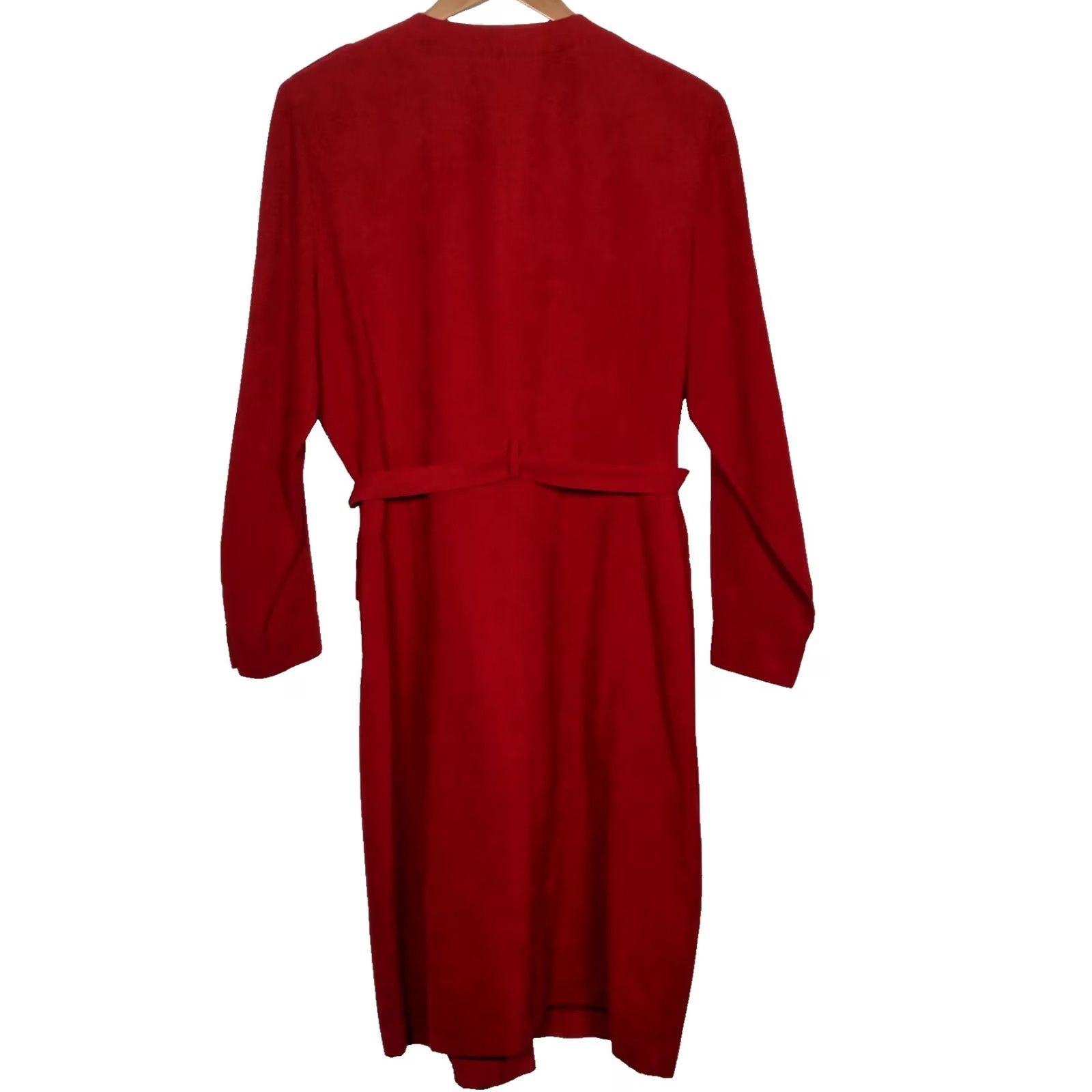 Vintage VINTAGE Dressbarn Dress Shirt Womens 14 Red Microsuede Long Sleeve Button Up Belted Office Wear Size XL / US 12-14 / IT 48-50 - 3 Thumbnail