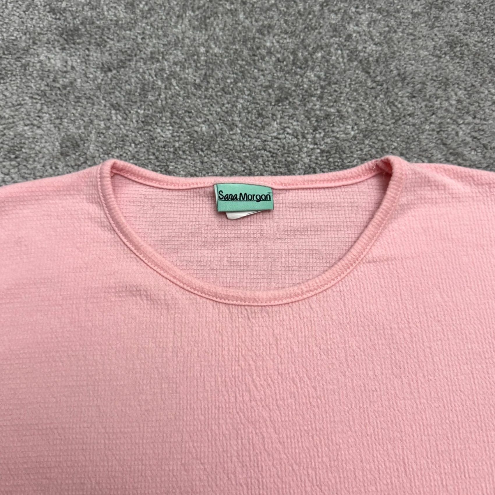 Vintage Sara Morgan Textured Basic T-Shirt Womens Large Pink Short Sleeve Crew Tee Top Size L / US 10 / IT 46 - 3 Thumbnail