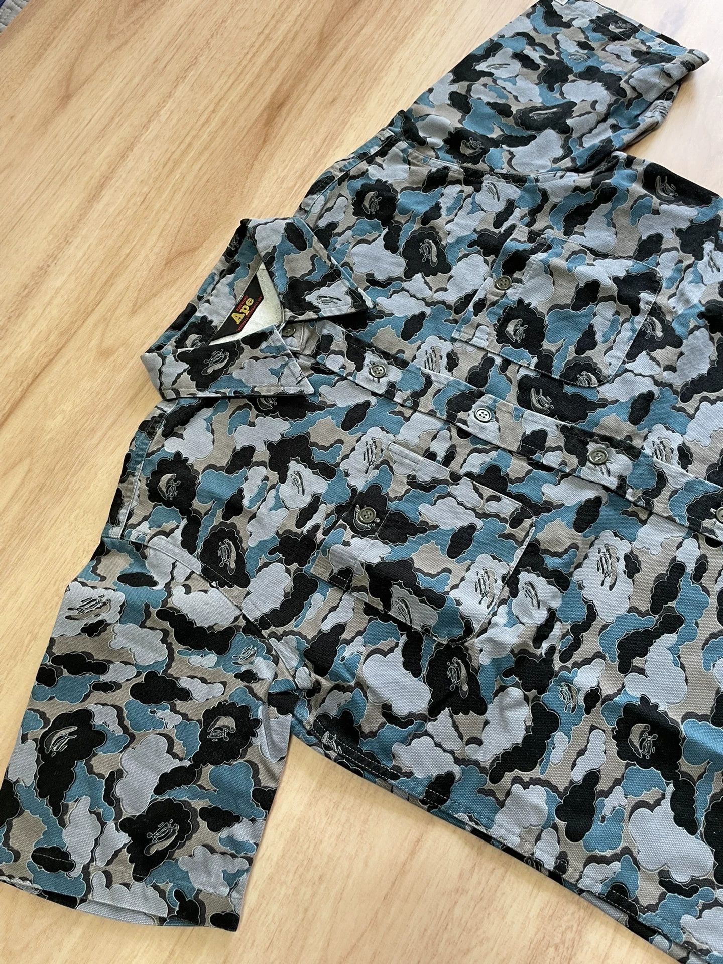 Bape Blue Camouflage Button-Up Shirt - Size S Size US S / EU 44-46 / 1 - 7 Thumbnail