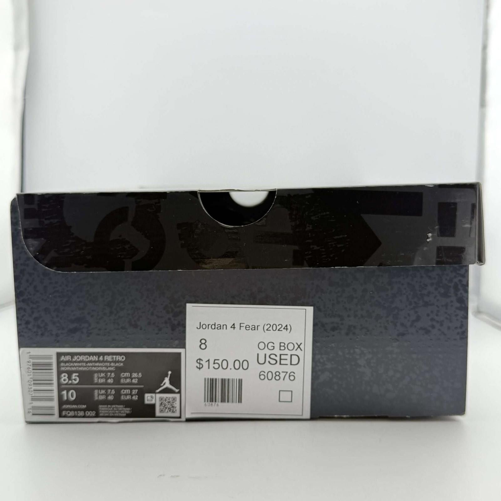 Jordan Brand Air Jordan 4 Retro Black White Black US 10 Used with Box Size US 10 / EU 43 - 8 Thumbnail