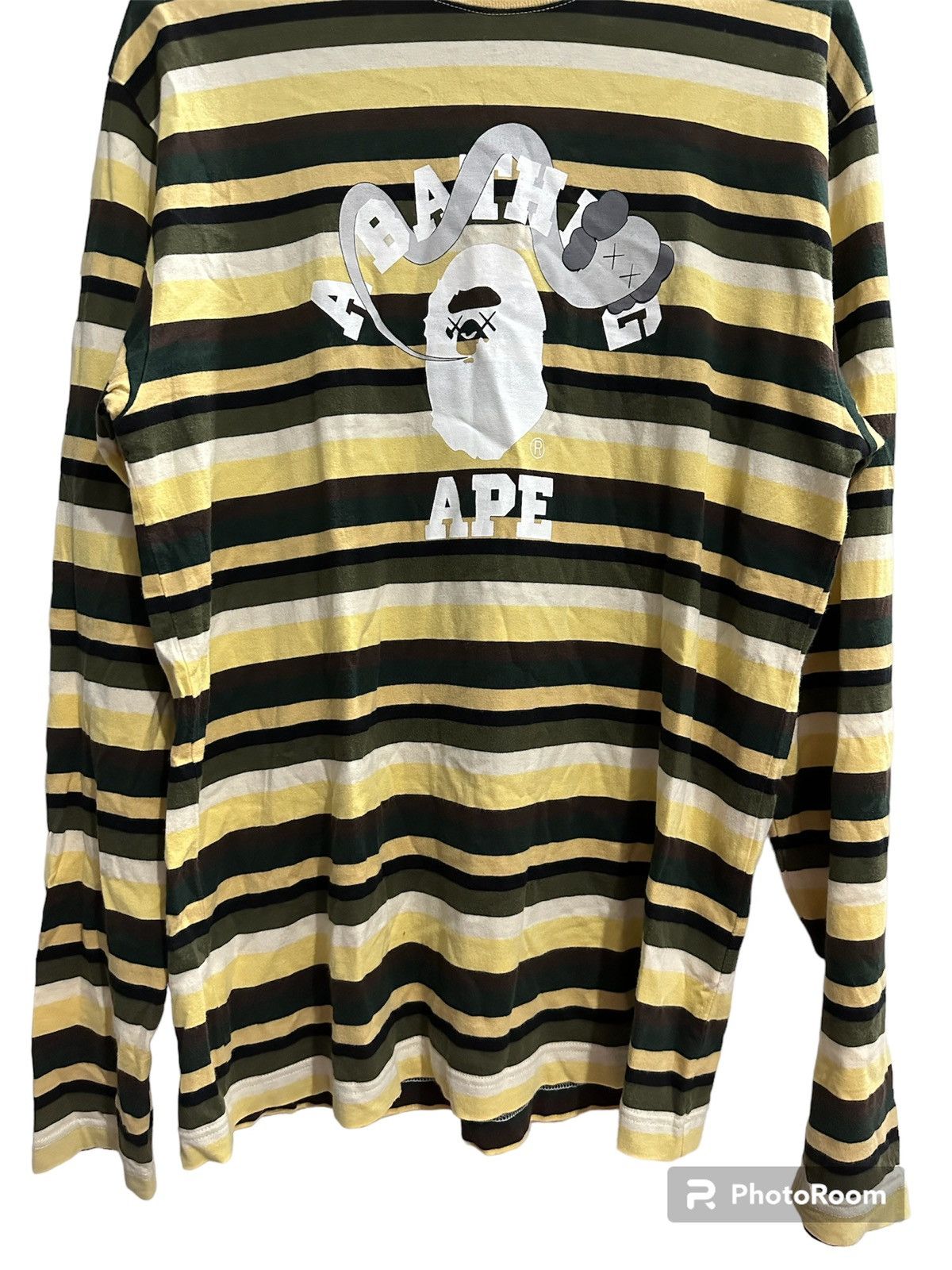 Bape × Kaws Bape x Kaws College Striped Long Sleeve Tee Size US L / EU 52-54 / 3 - 3 Thumbnail