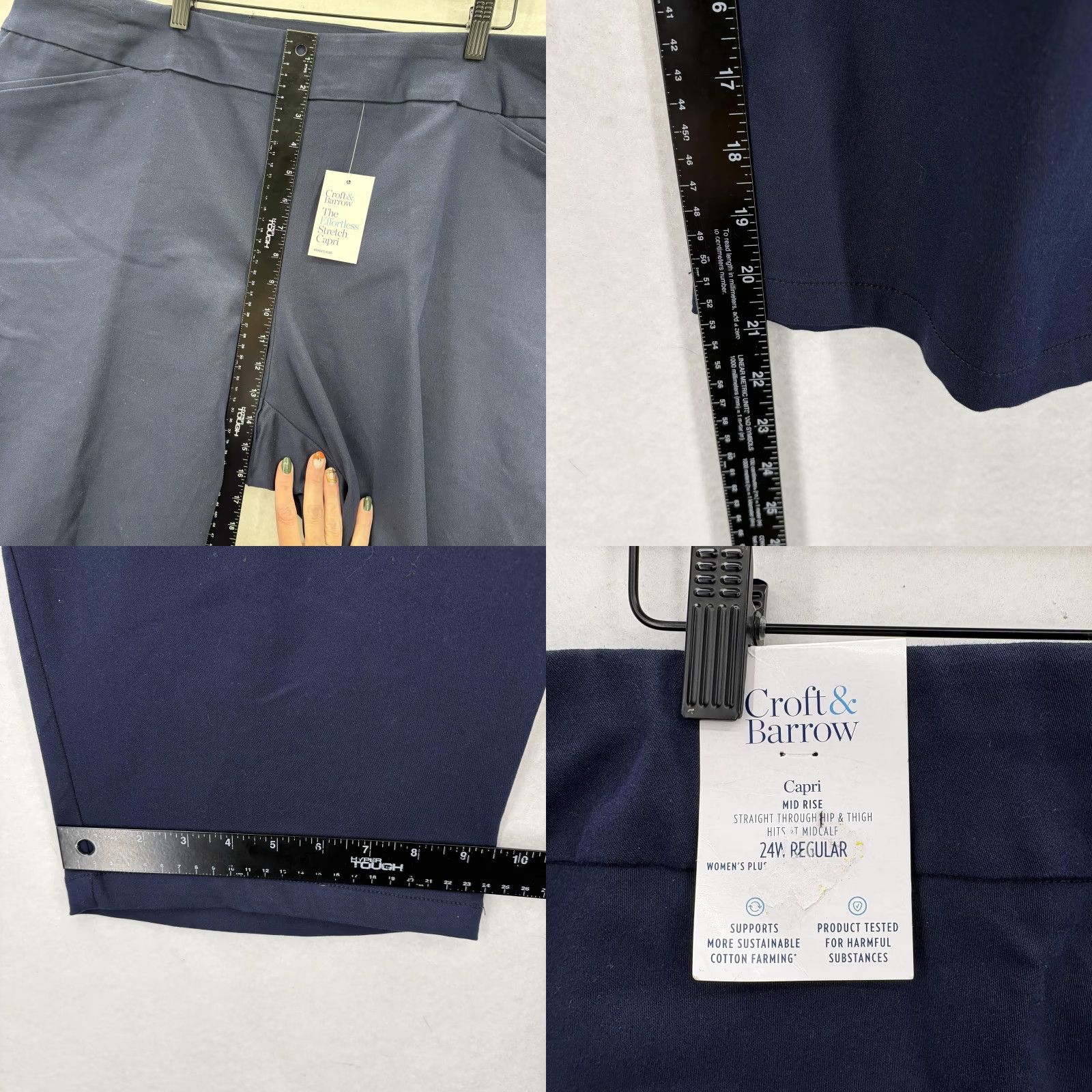 Croft & Barrow Croft & Barrow Pants Womens 24W Navy Effortless Stretch Capri Comfort Waist NWT Size 42" / US 20 - 9 Thumbnail