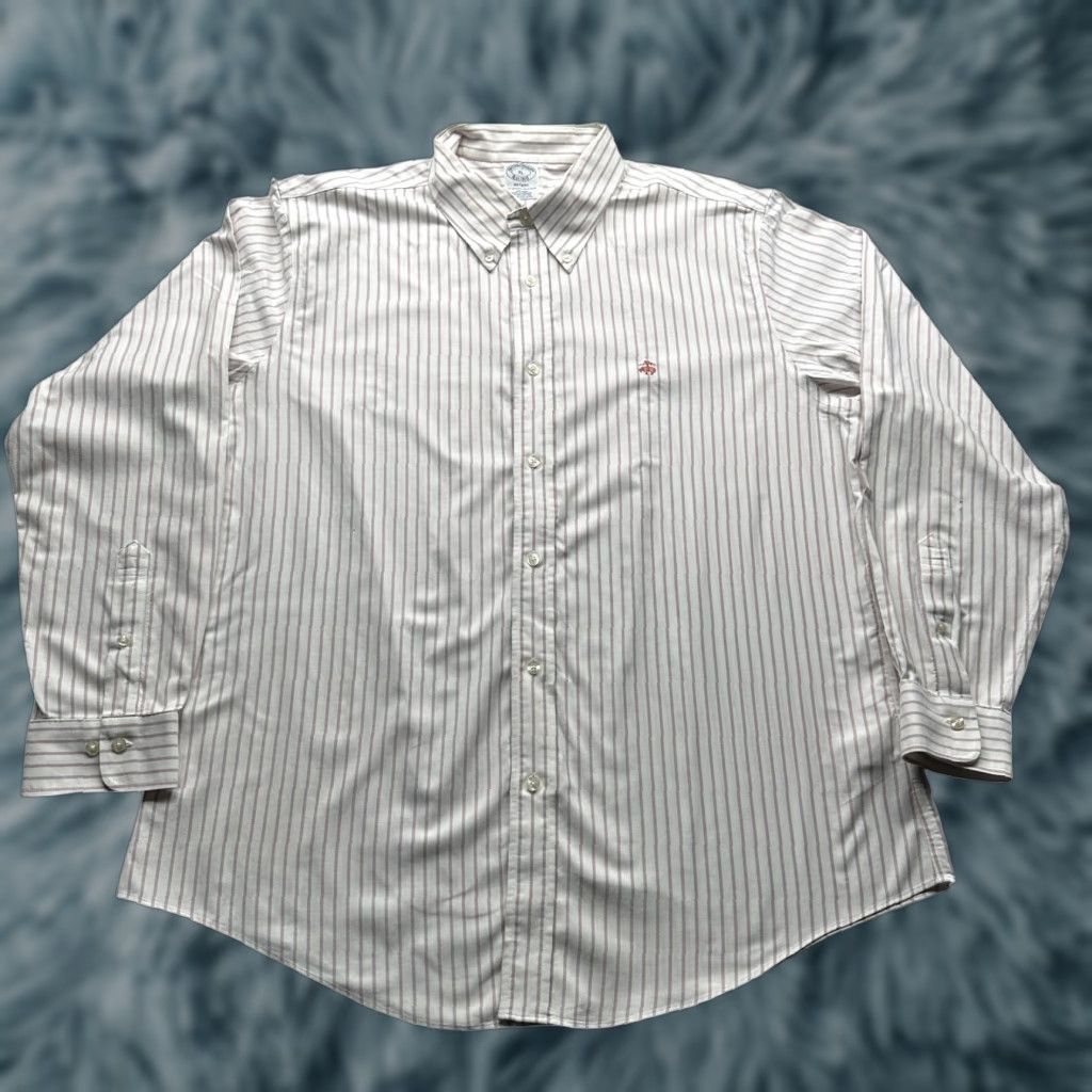 Brooks Brothers Brooks Brothers Regent Button-Down Shirt Long Sleeve Mens XL Red Striped Size US XL / EU 56 / 4 - 1 Thumbnail