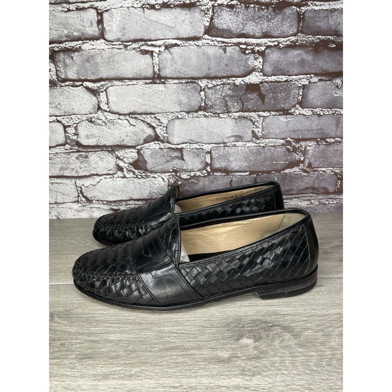 Cole Haan Cole Haan Black Leather Basket Weave Penny Loafers Dress Sho Size US 12 / EU 45 - 20 Thumbnail