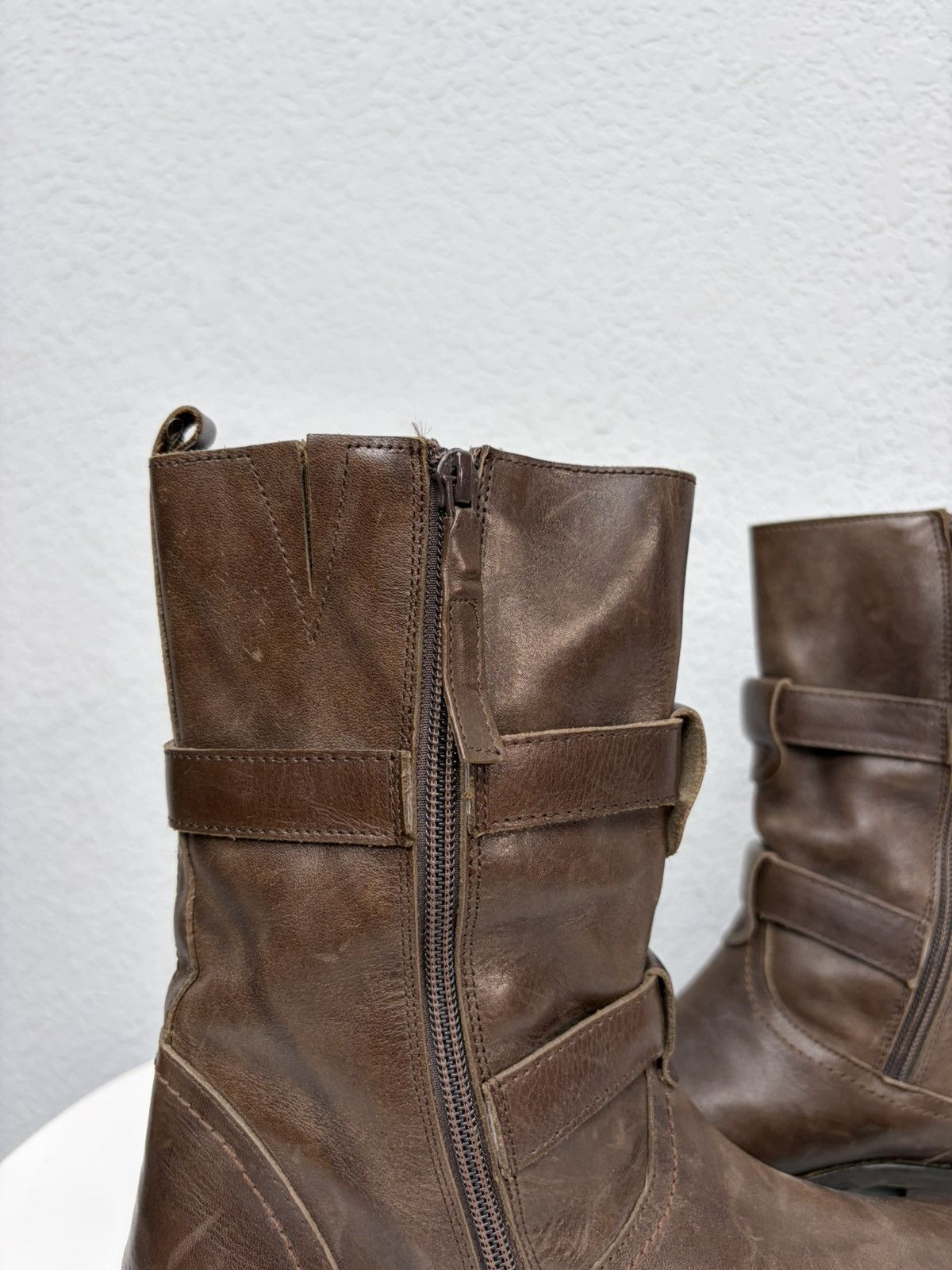 Hedi Slimane AS 98 Vibe Artisan Brown Leather Side Zip Ankle Biker Boots Size US 7.5 / EU 40-41 - 15 Thumbnail