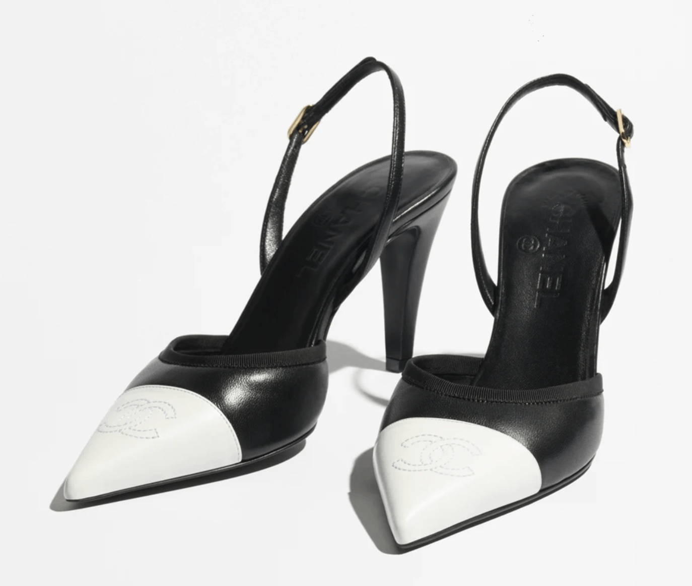 Chanel 26P White CC Logo Pointed Toe Slingback Mule Heel Pump 39.5 Size US 9.5 / IT 39.5 - 4 Thumbnail