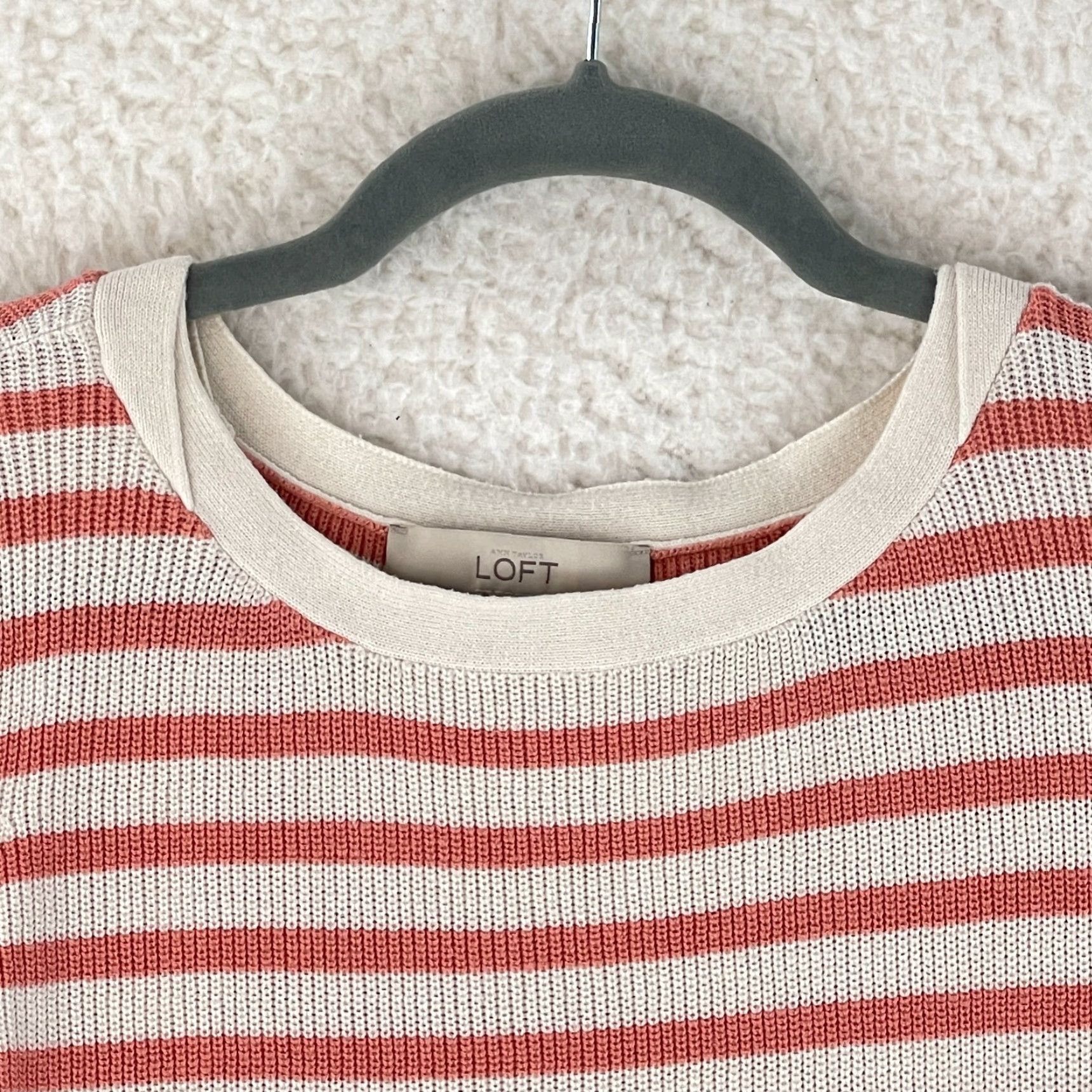 Ann Taylor Ann Taylor LOFT Orange Striped Knit Pullover Sweater Womens Crew Neck Size M Size M / US 6-8 / IT 42-44 - 6 Thumbnail
