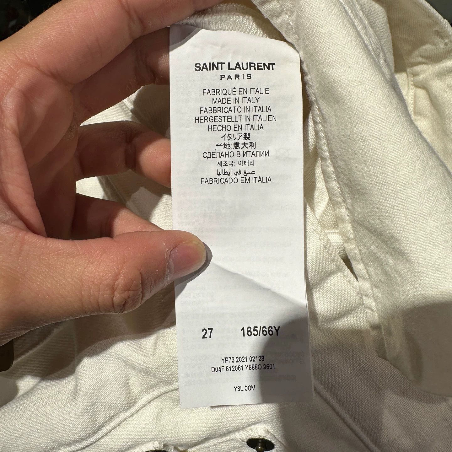 Saint Laurent Paris SL feb319 Logo Slogan Tassel Straight Jeans 27 Size 27" / US 4 / IT 40 - 4 Thumbnail