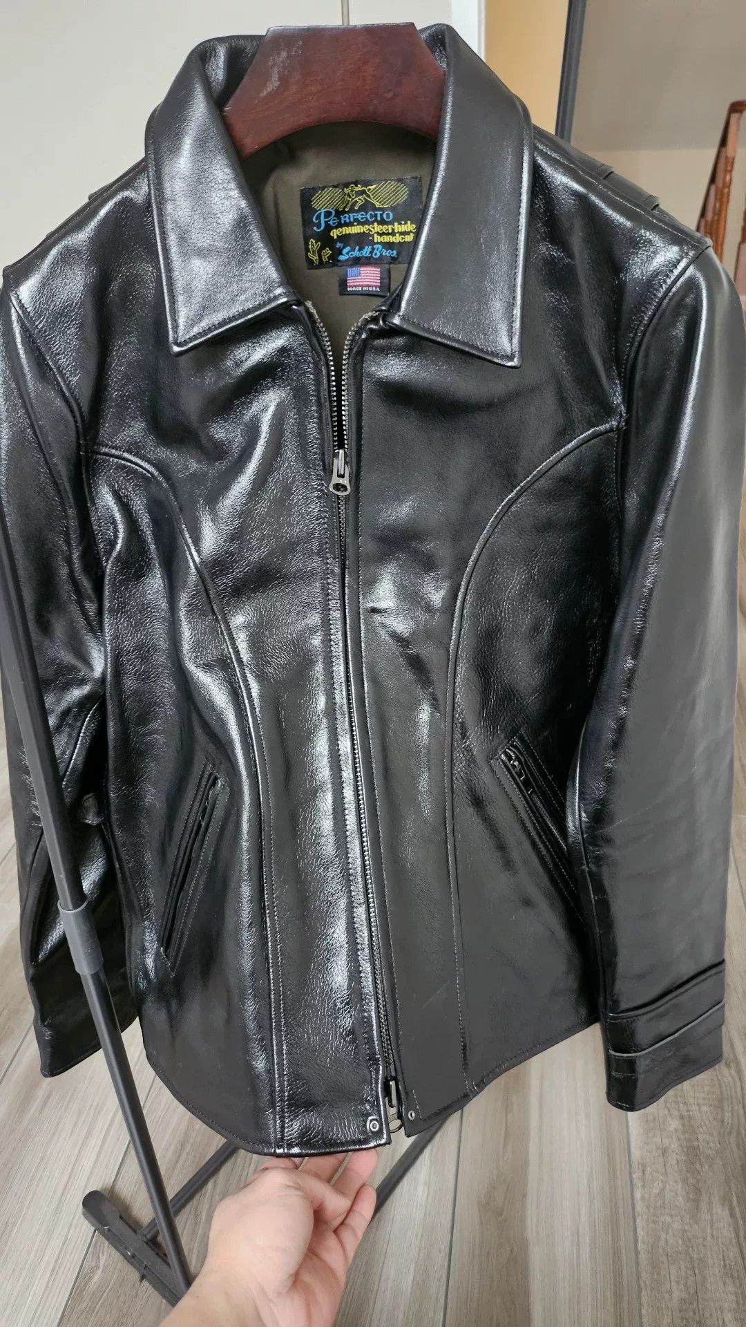 Schott Schott Accordion Style Leather Jacket Size US XXS / EU 40 - 1 Thumbnail