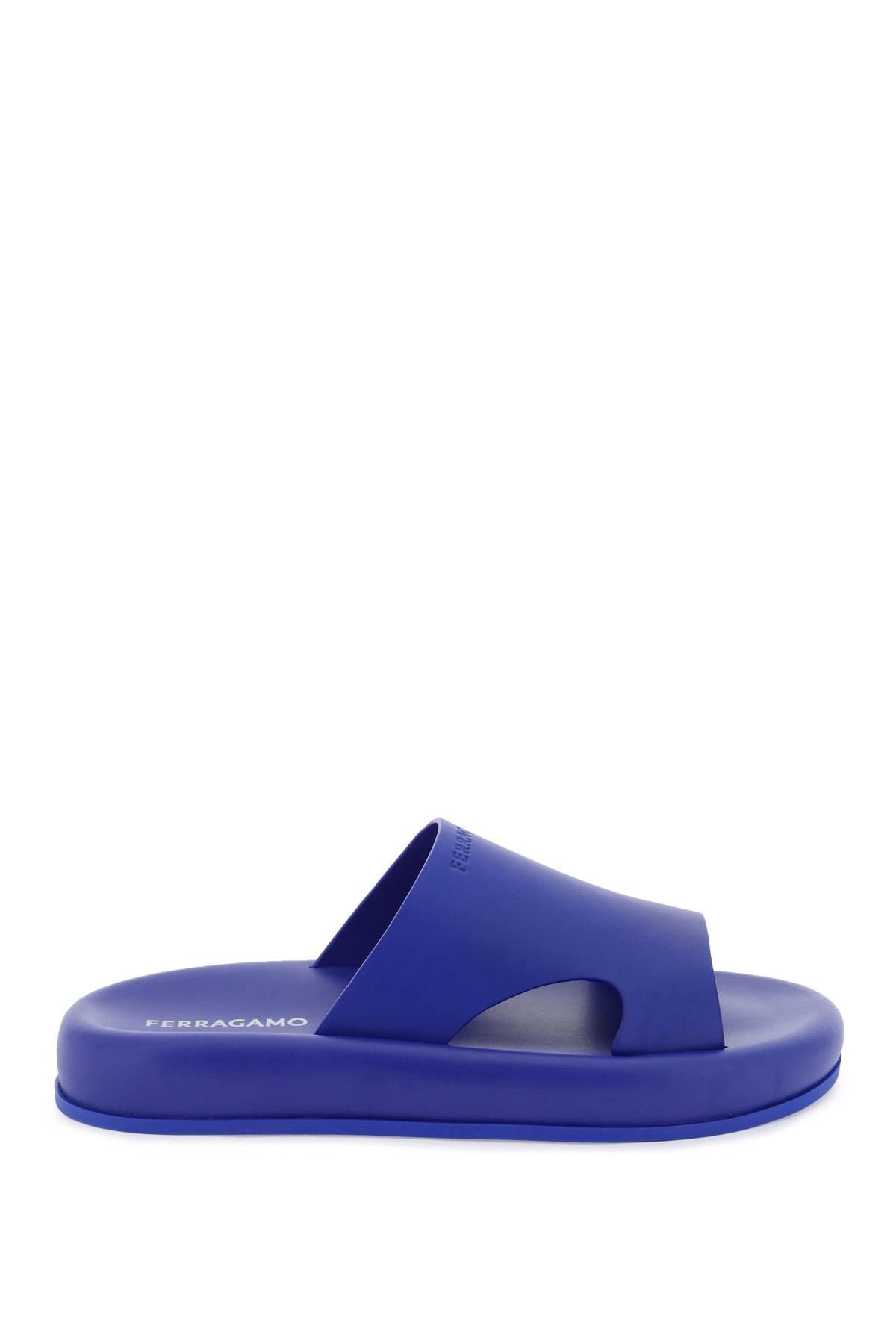 image of Salvatore Ferragamo Ferragamo Cut-Out Slides in Lapis, Men's (Size 8)