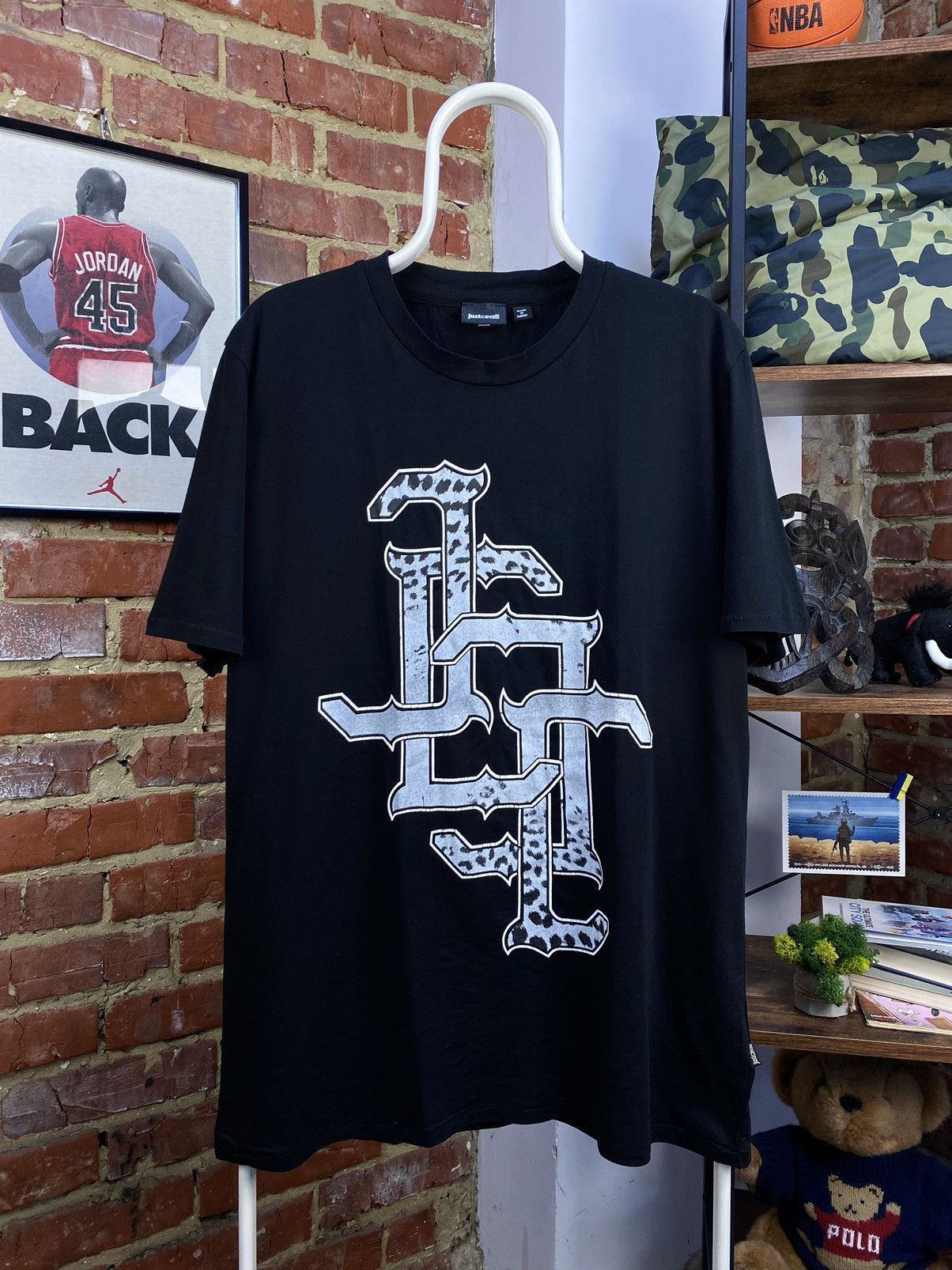 Just Cavalli Just Cavalli Big Logo Black T-Shirt Size US L / EU 52-54 / 3 - 1 Thumbnail