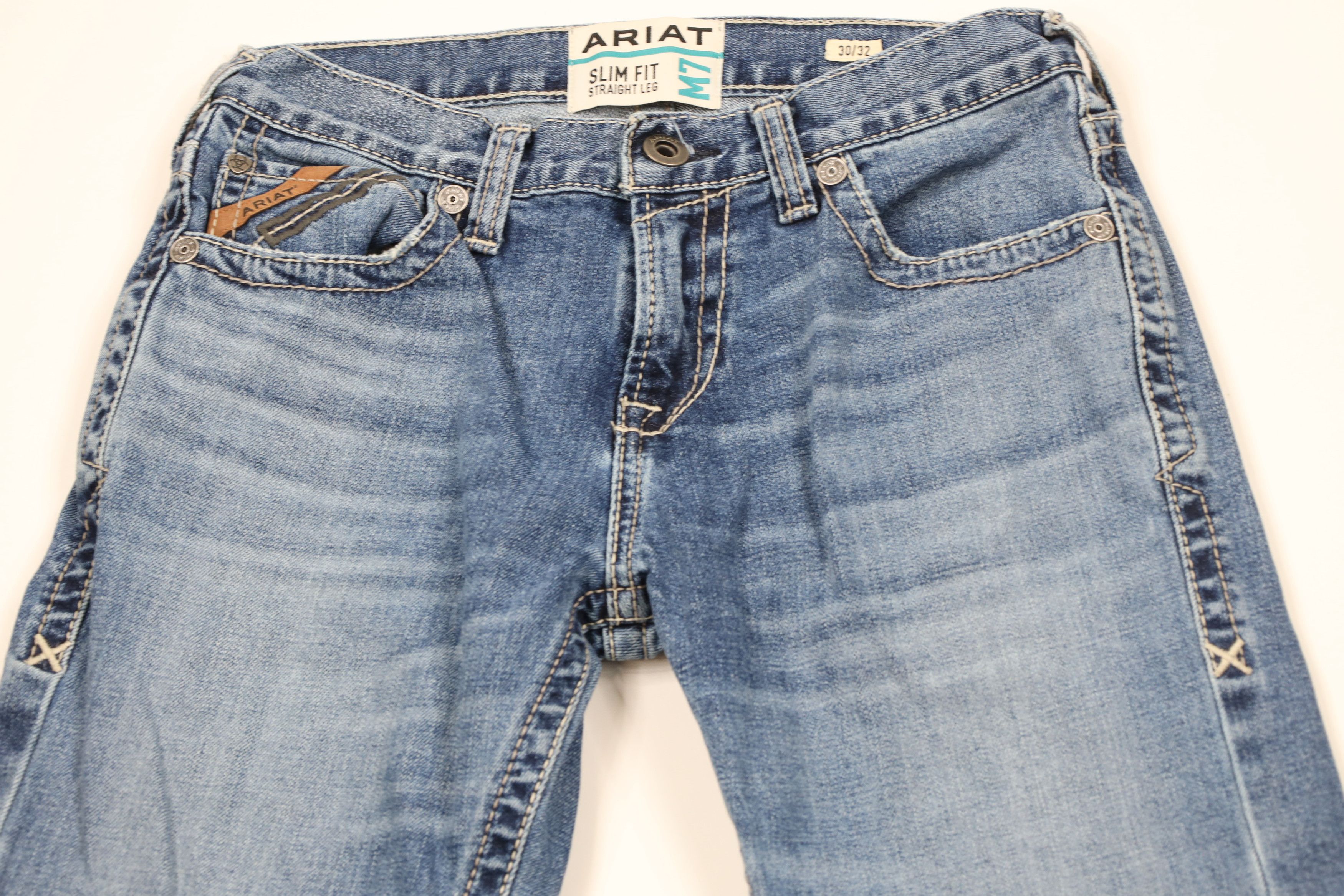 Ariat × Vintage Ariat Thick Stitch M7 Slim Fit Straight Leg Denim Jeans Blue Size US 30 / EU 46 - 2 Thumbnail