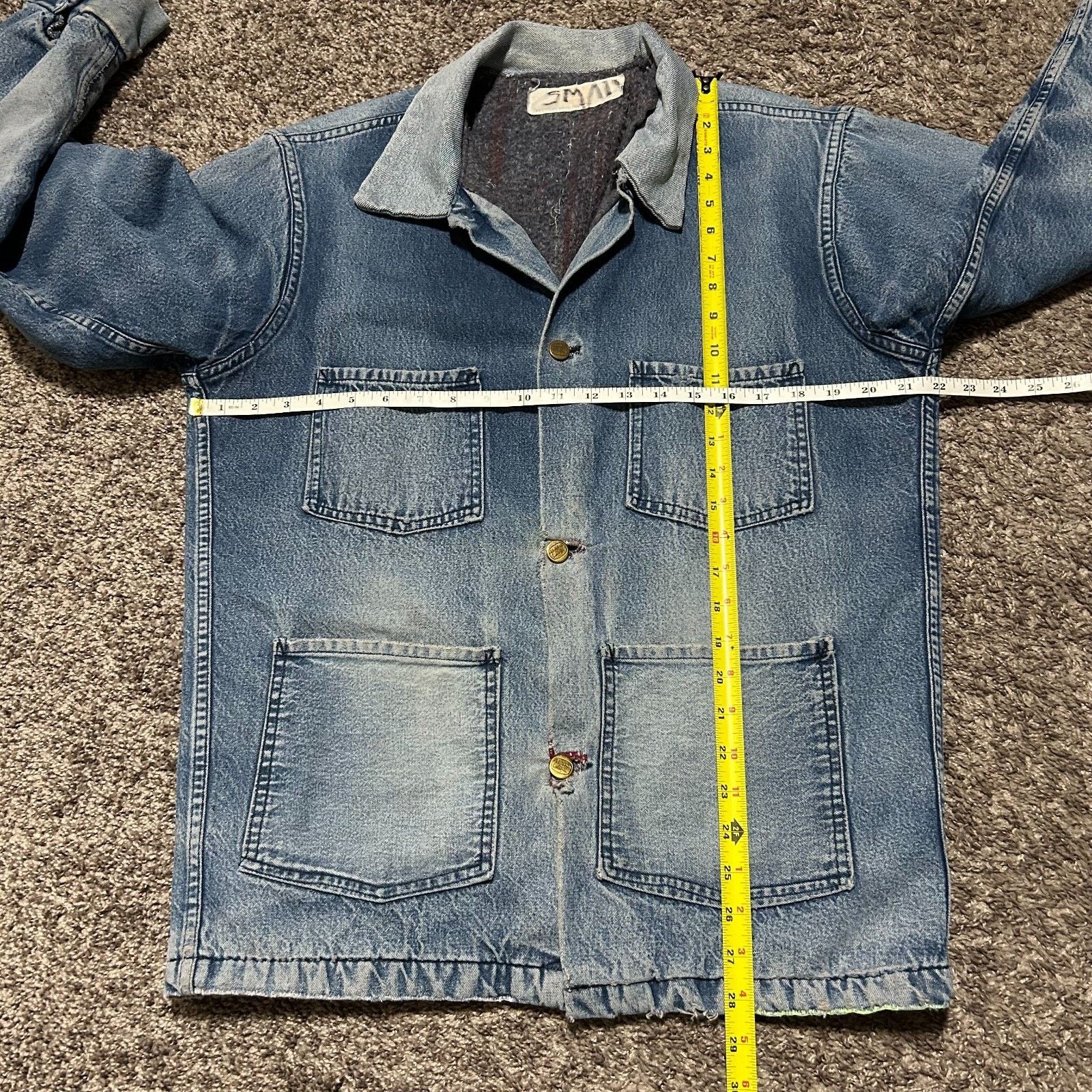 Vintage Vintage Thrashed Denim Chore Jacket Lined Barn Coat 70s 80s Size US S / EU 44-46 / 1 - 7 Thumbnail