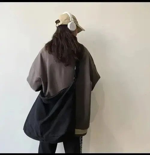 Japanese Brand Large Canvas Crossbody Bag Size ONE SIZE - 7 Thumbnail