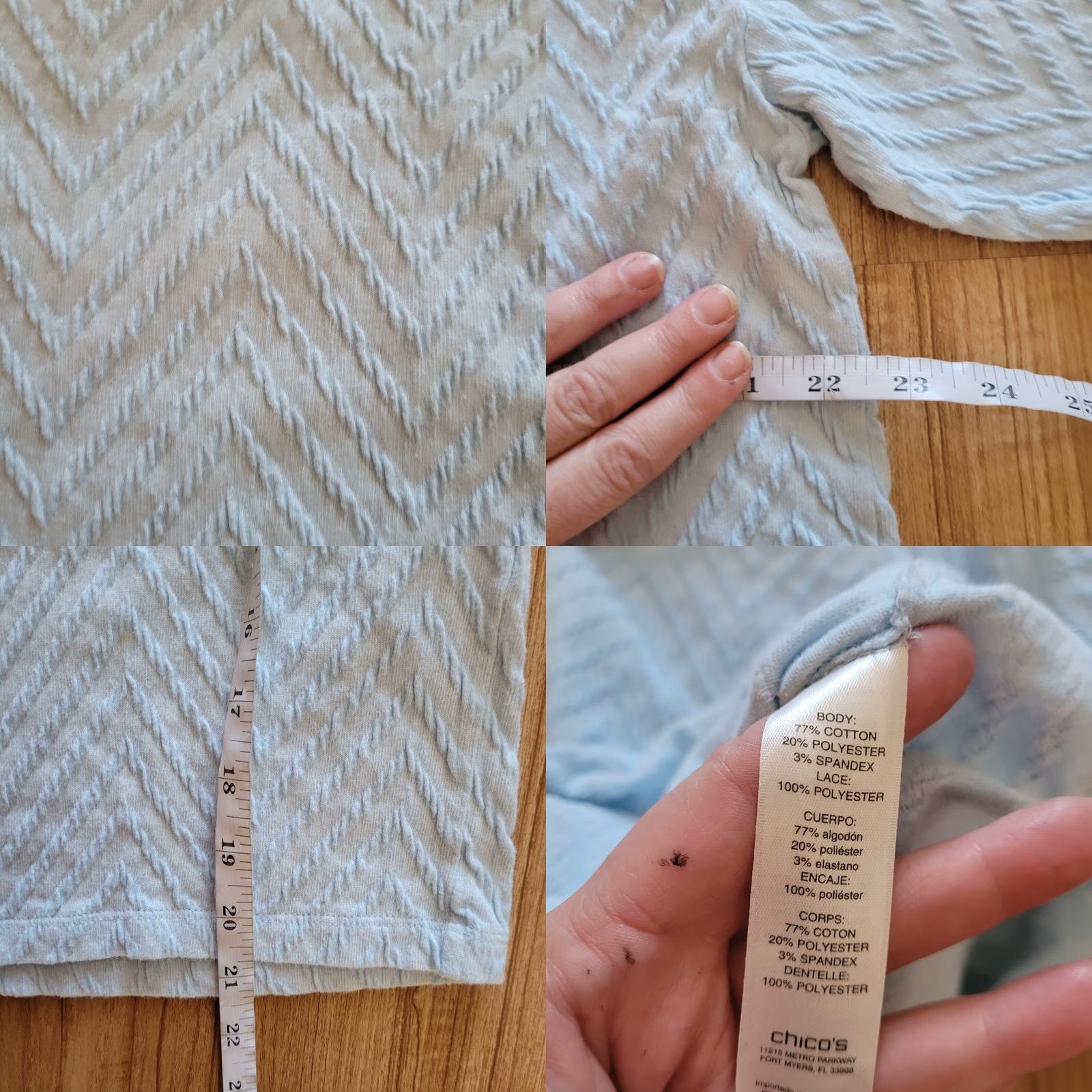 Vintage Chico's Chicos Shirt Womens XL Blue Lace Sleeve Textured Fabric Casual Everyday Shirt Size XL / US 12-14 / IT 48-50 - 8 Thumbnail