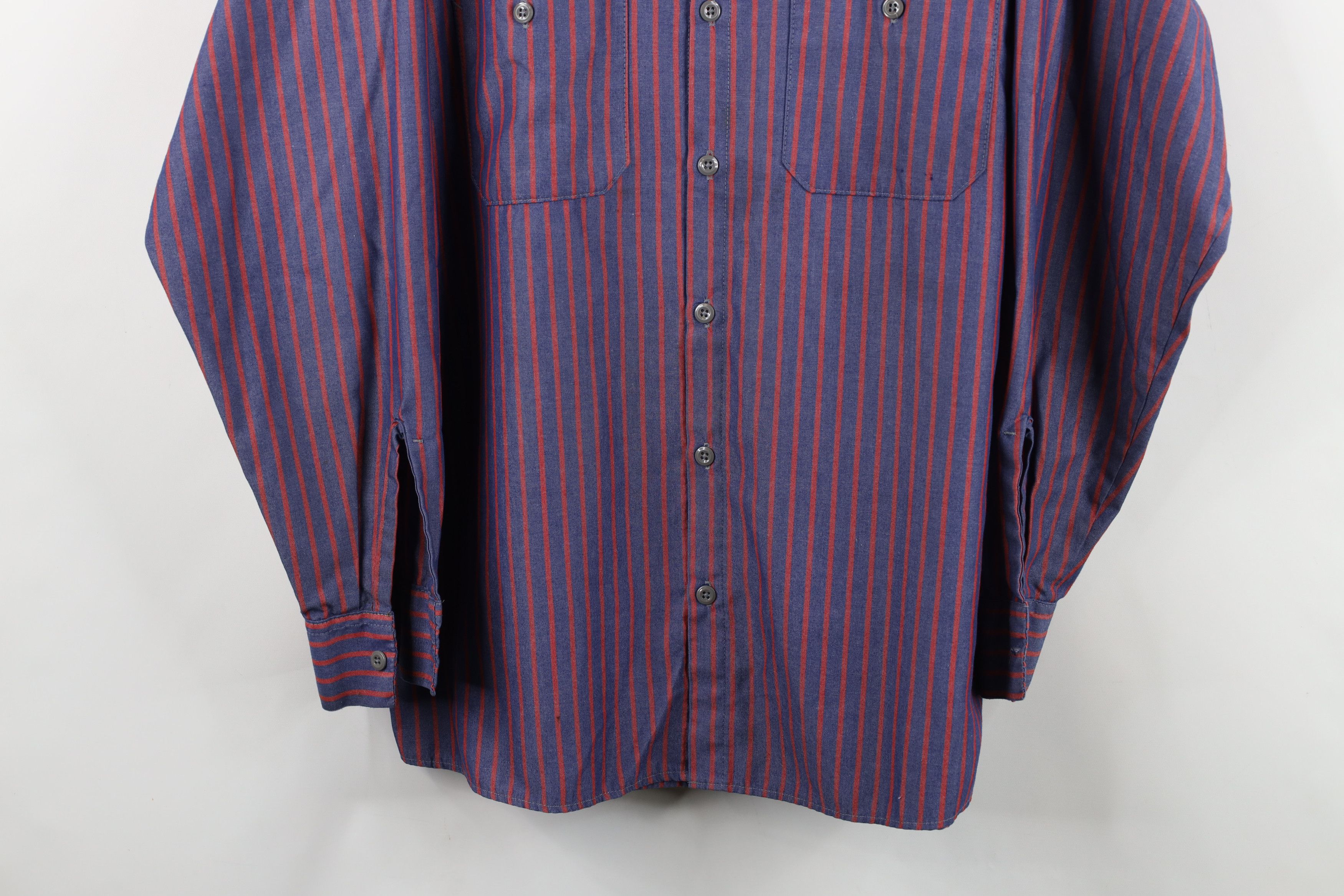 Vintage Vintage 90s Streetwear Striped Workwear Mechanic Shirt Size US L / EU 52-54 / 3 - 3 Thumbnail