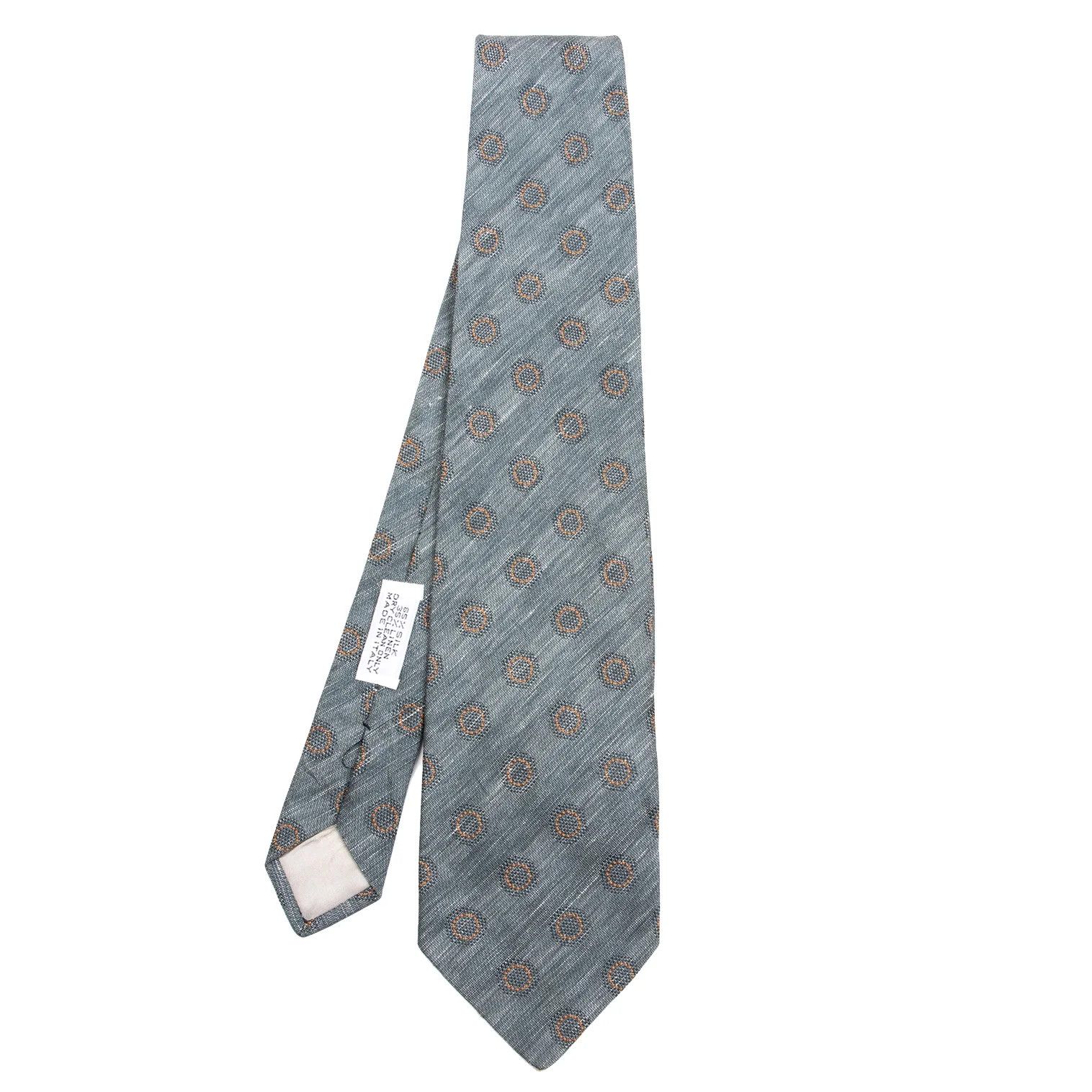 Armani Collezioni Silk Linen Polka Dot Jacquard Tie in Blue and Orange Size ONE SIZE - 1 Thumbnail