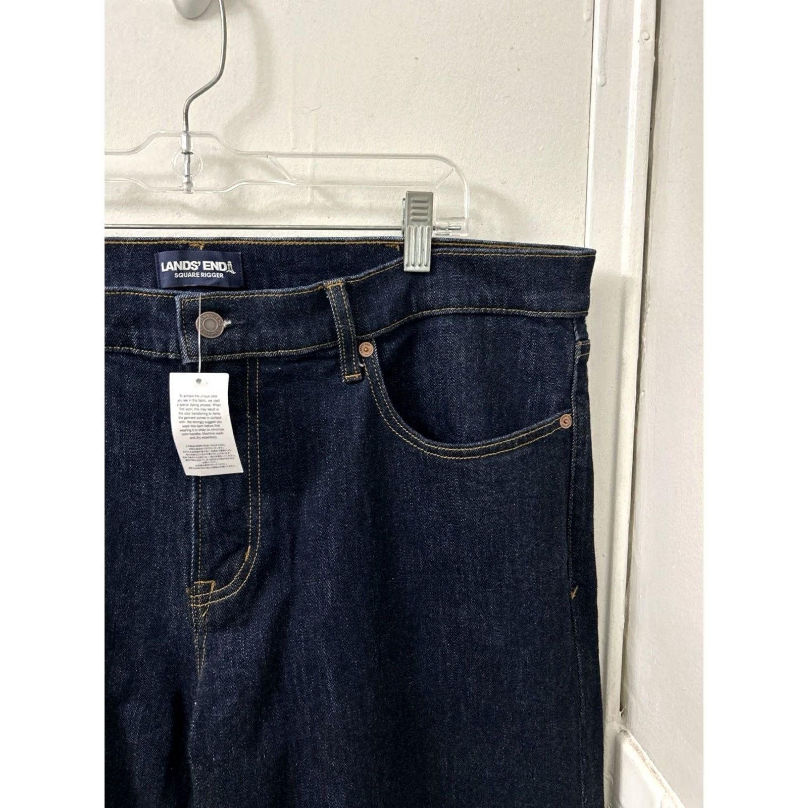 Lands' End Lands End Square Rigger Jeans Mens 38x26 Traditional Fit Dark Indigo Stretch NWT Size US 38 / EU 54 - 4 Thumbnail
