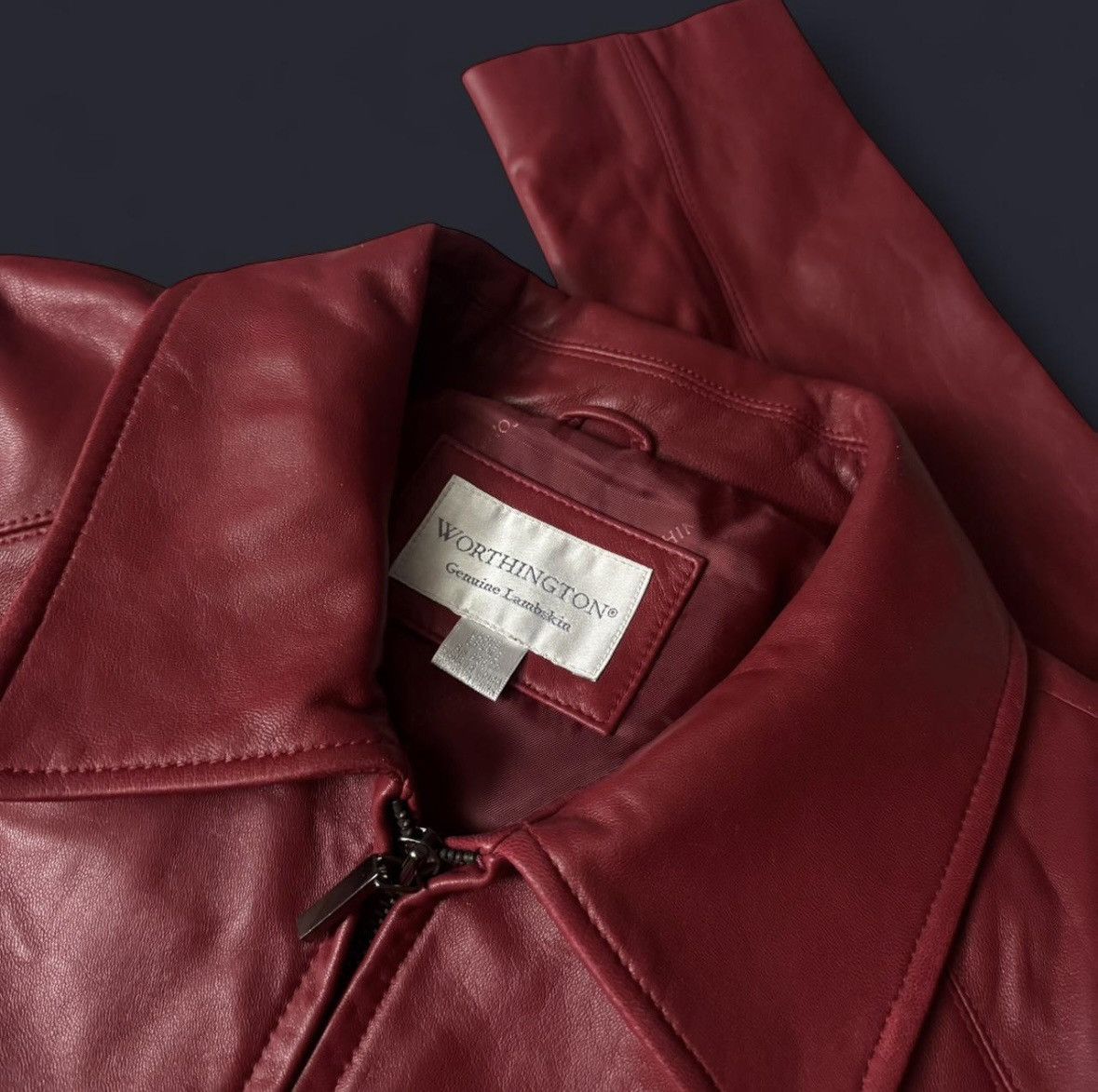 Worthington Vintage Worthington cherry red lamb skin jacket Size L / US 10 / IT 46 - 2 Thumbnail